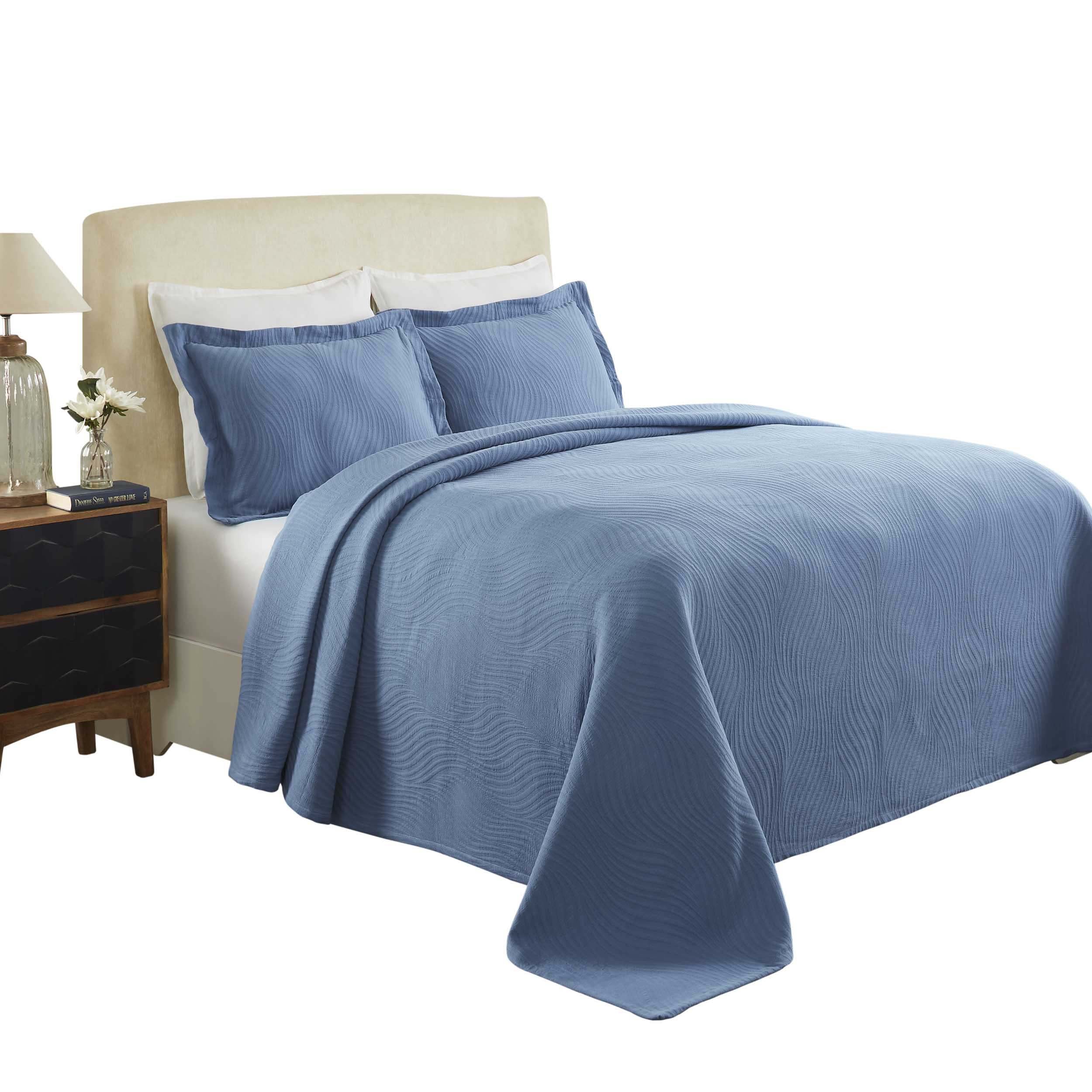 Luxury Cascade Cotton Jacquard Matelassé 3-Piece Bedspread Set - Queen Size Bedding with Elegant Textured Design for Master Bedroom & Guest Room Decor