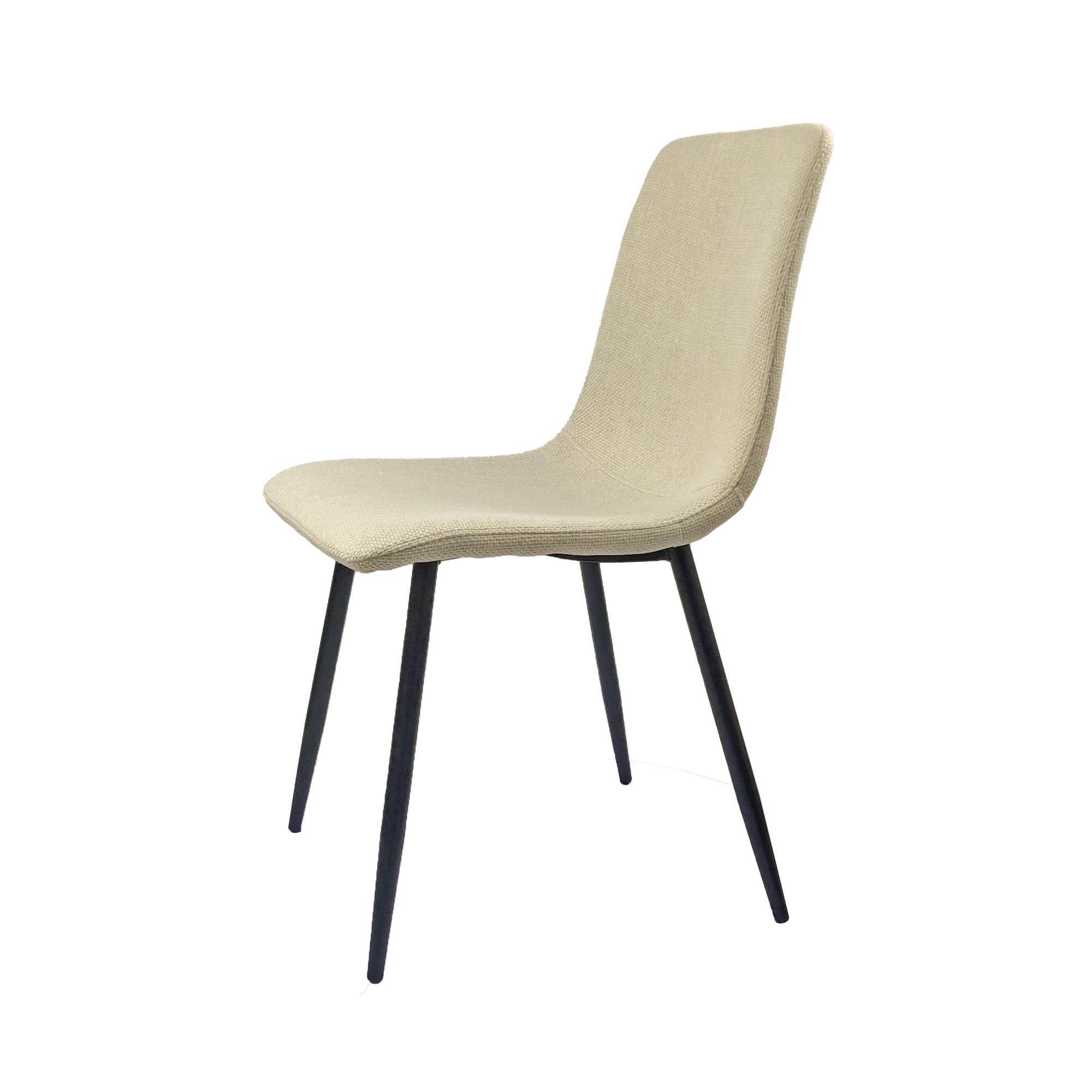 4-Piece Modern Upholstered Dining Chair Set - Linen Cushion Seats with Sturdy Black Metal Legs - Kitchen & Dining Room Accent Chairs (Beige) - Perfect for Small Spaces, Breakfast Nooks & Contemporary Home Decor