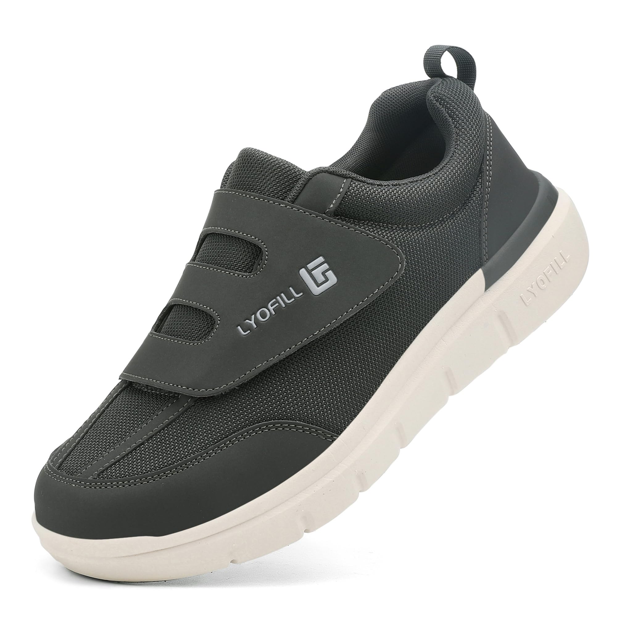 **Men's Wide Toe Box Walking Shoes - Lace-Free Adjustable Extra Wide Width Sneakers & Slip-On Loafers - Diabetic Shoes with Arch Support for Swollen Feet Pain Relief - Ideal for Walking, Travel & Daily Comfort**