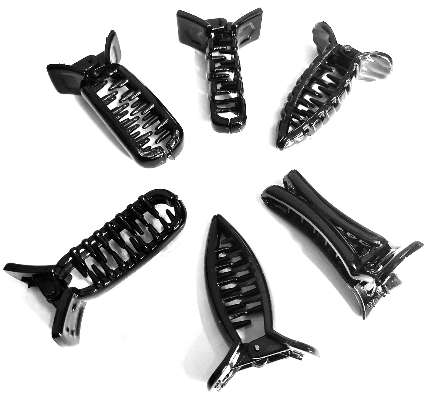 Trendy Banana Dolphin Hair Clips Set of 6 - Korean Style Self-Locking Clutches for Medium Hair | Women's Fashion Accessories for Everyday Wear, Parties & Gifts