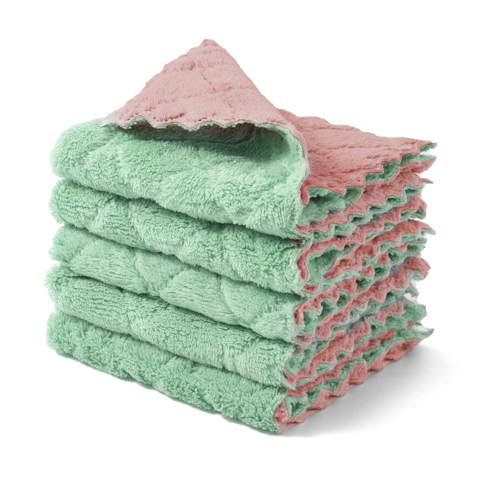 Kimteny Microfiber Cleaning Cloths - Super Absorbent & Lint Free Reusable Dish Towels, 10