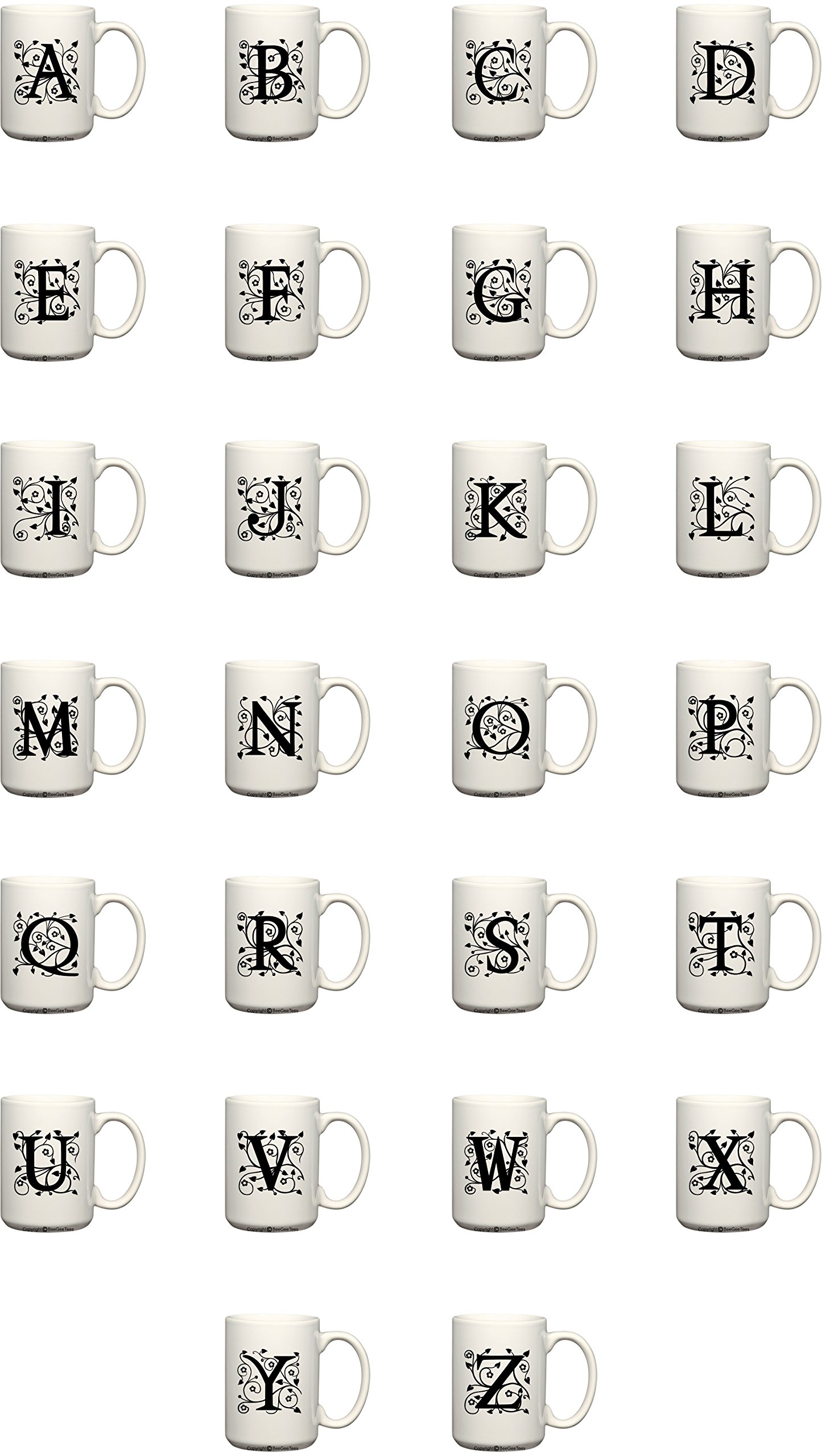 Personalized Monogrammed Alphabet Coffee Mug - 11 oz Ceramic Cup with Letter A - Perfect for Gifts, Office Use & Morning Coffee Rituals