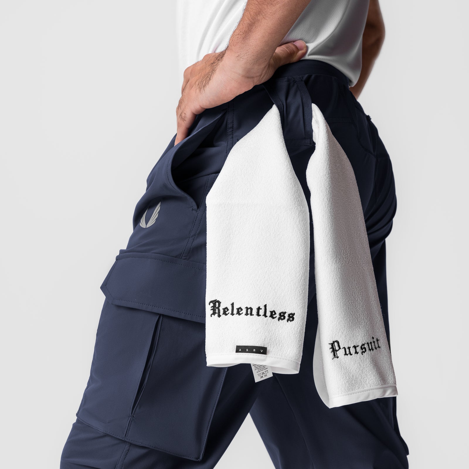 Tetra Lite® Cargo High Rib Jogger Pants - Navy Blue with Reflective Stripes for Running, Workout & Outdoor Activities