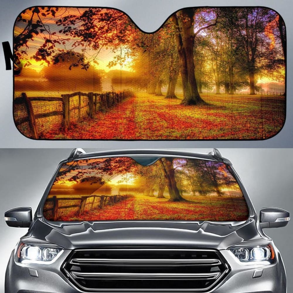 Premium Autumn Art Car Sun Shade - UV Protection Windshield Cover for Cars, SUVs & Trucks | Perfect for Fall Season Outdoor Parking
