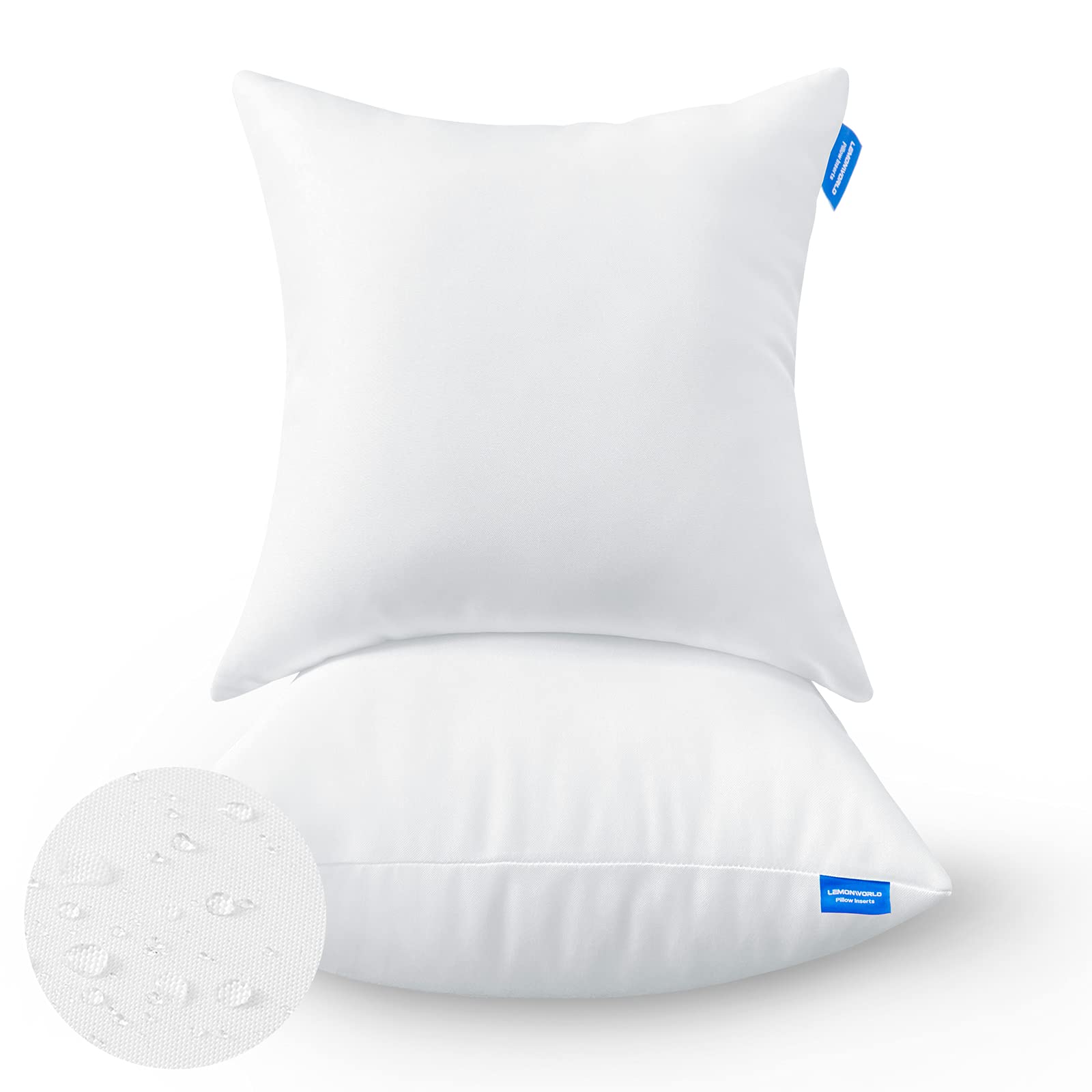 20x20 Waterproof Outdoor Pillow Inserts (Set of 2) - for Sofa, Bed & Patio