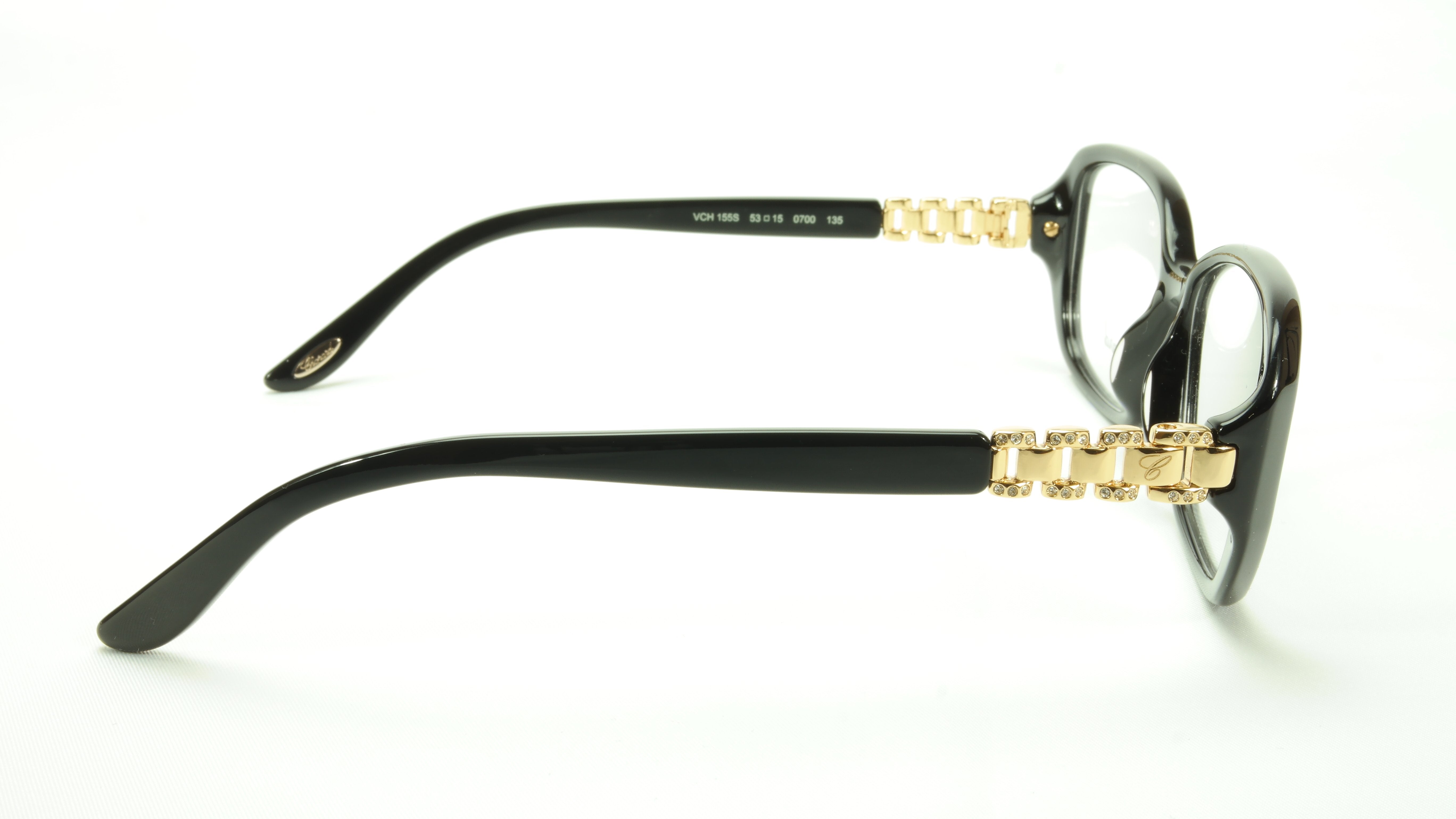 Chopard VCH 155S 0700 Acetate Eyeglasses Frame - Black & Gold Italian-Made (53-15-135) | Luxury Designer Glasses for Business & Formal Occasions