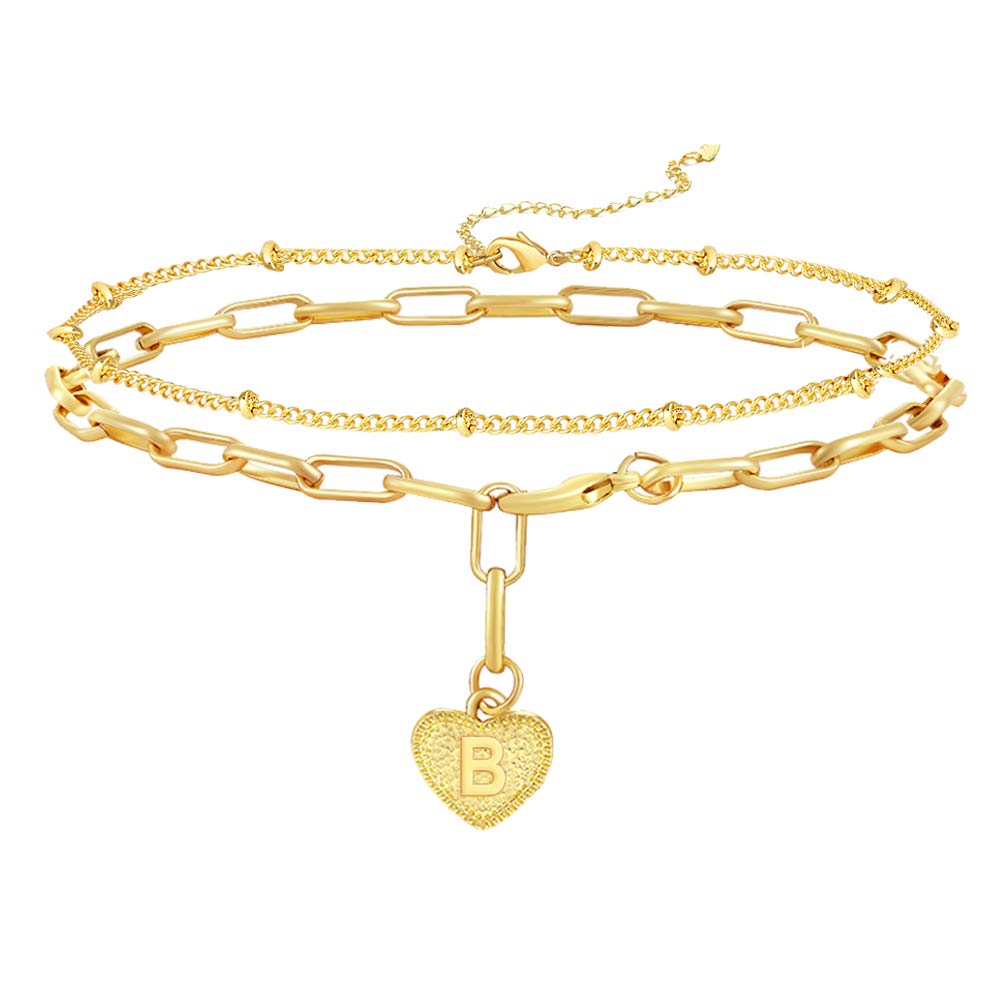 Layered Gold Initial Bracelet for Women - Personalized Letter Charm Bracelet with 26 Alphabet Links - Elegant Stackable Jewelry for Daily Wear, Gift Giving & Special Occasions