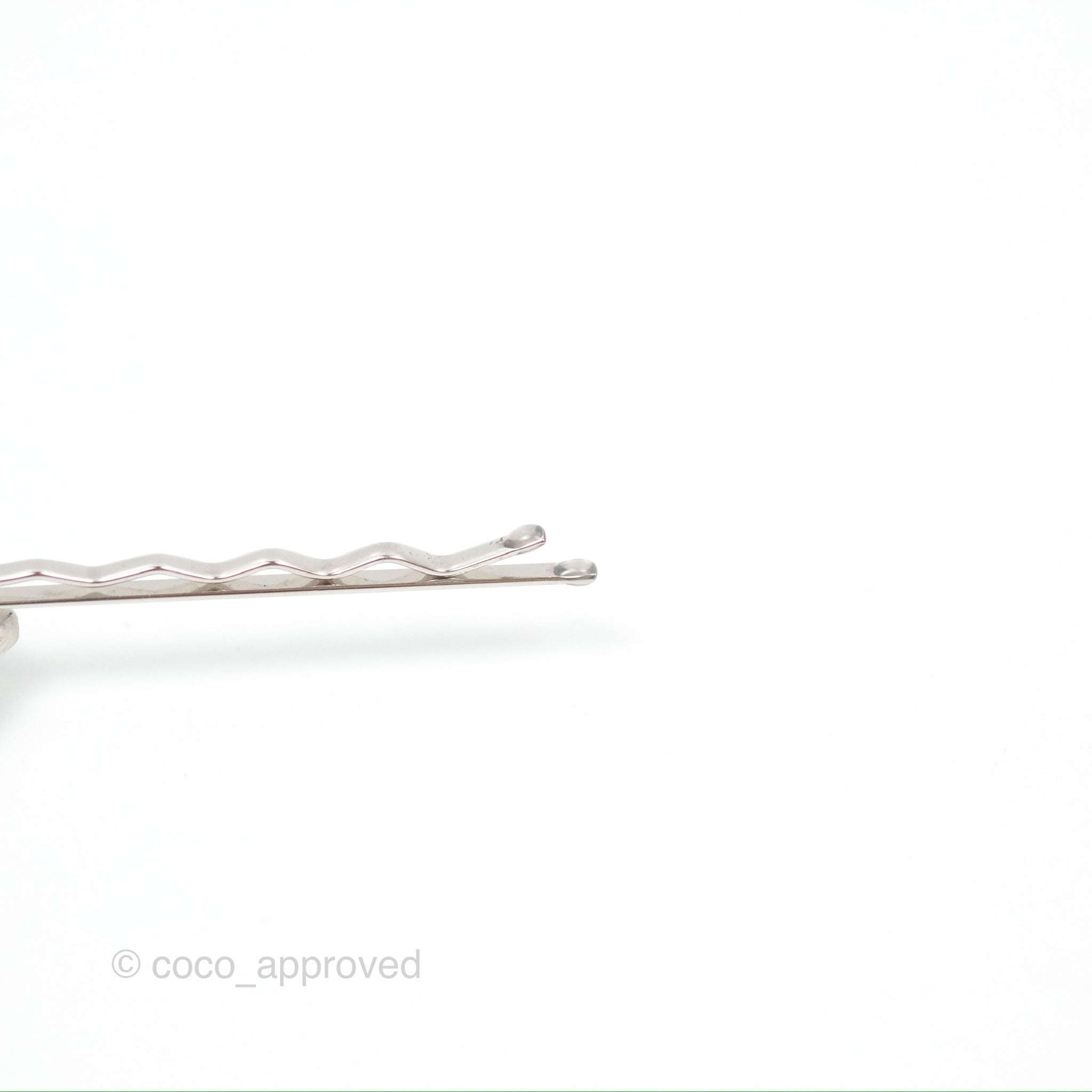 Chanel CC Crystal Heart Hair Clip Silver Tone 23B - Elegant Hair Accessory for Women, Perfect for Parties, Weddings & Special Occasions