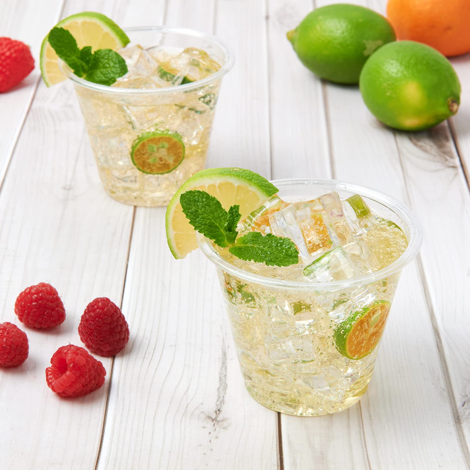 Turbo Bee 300 Pack 9oz Clear Disposable Plastic Cups - Crystal PET Party Drinking Cups for Wine, Juice, Iced Coffee & Cold Beverages - Perfect for Parties, BBQs, Picnics & Office Events