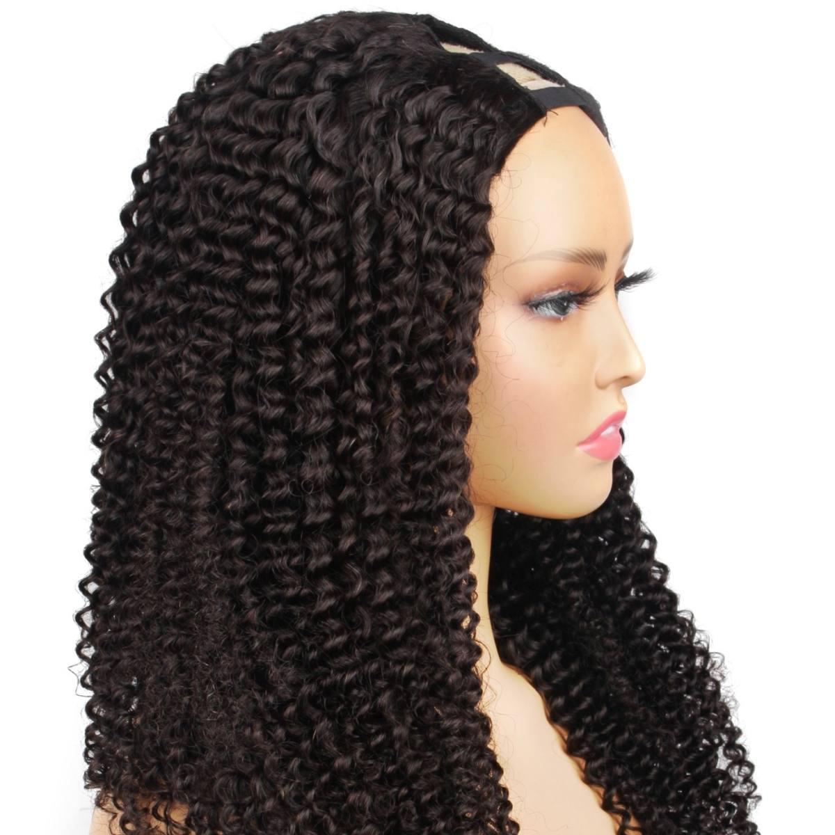 Jerry Curl V Part 100% Human Hair Wig - Natural Black Wavy Lace Front Wig for Women | Perfect for Daily Wear, Cosplay & Special Occasions