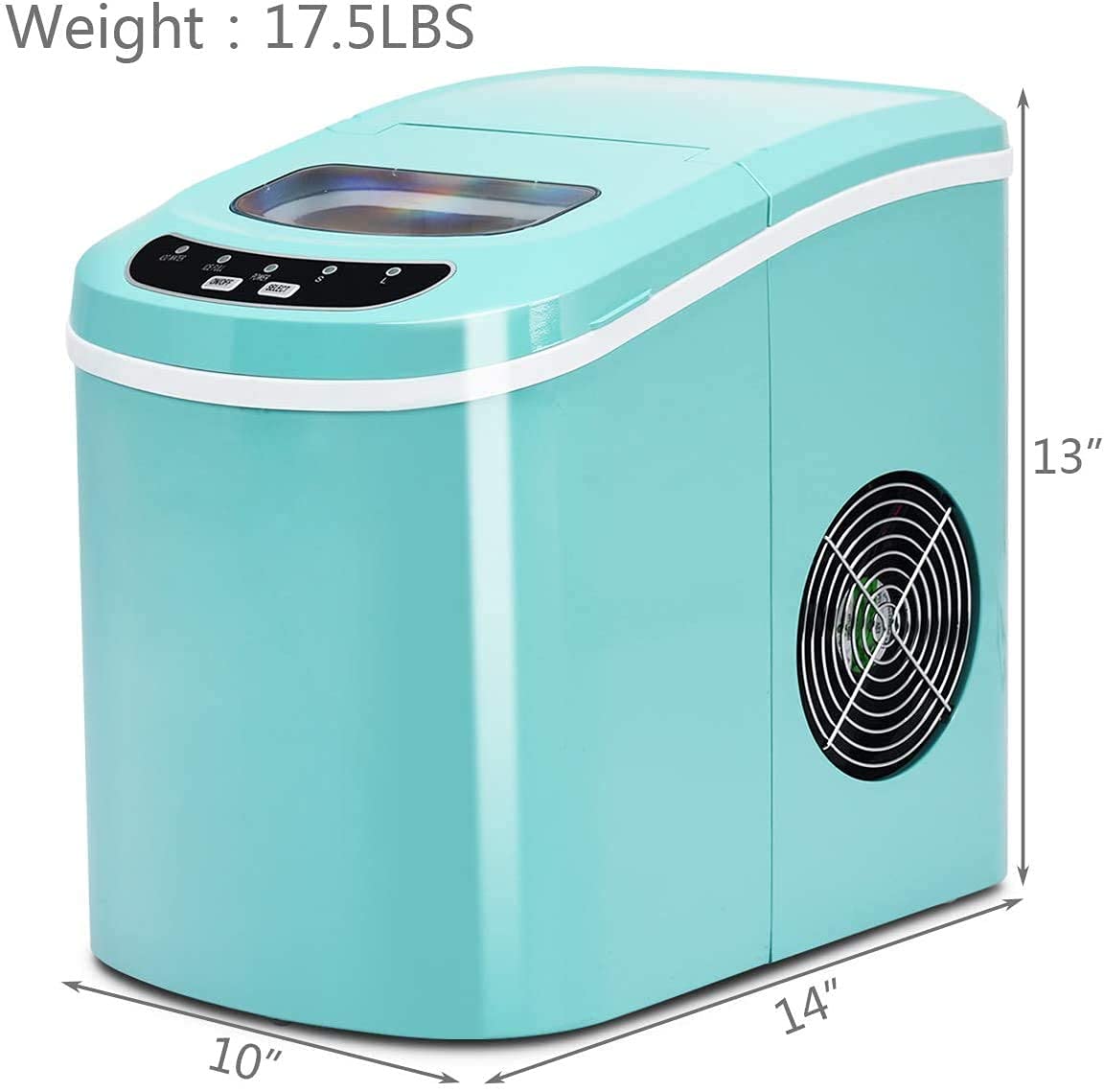 Portable Countertop Ice Maker Machine - 9 Cubes in 6 Mins, 2.2L Capacity with Ice Scoop & Removable Basket | Perfect for Cocktails, Sodas, Water Bottles | Ideal for Home, Office, RV, Parties (Green) - Fast Freezing Compact Ice Cube Maker for Daily Use