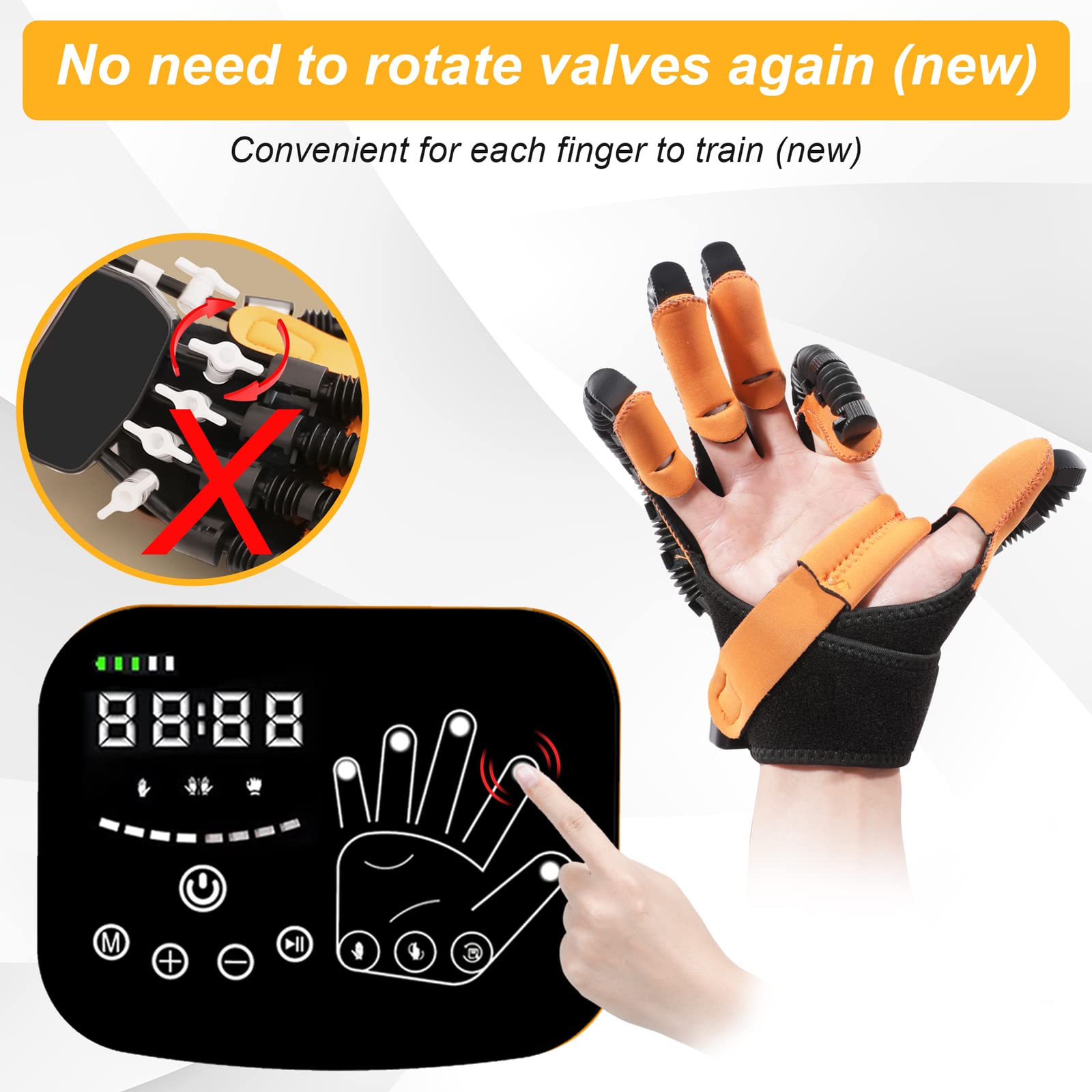 Upgraded Rehabilitation Robotic Glove for Stroke & Cerebral Palsy Recovery - Finger & Hand Exercise Equipment, Massager Machine & Orthosis Gloves - Physical Therapy Trainer for Hemiplegia Patients (Ideal for Home & Clinic Rehabilitation)