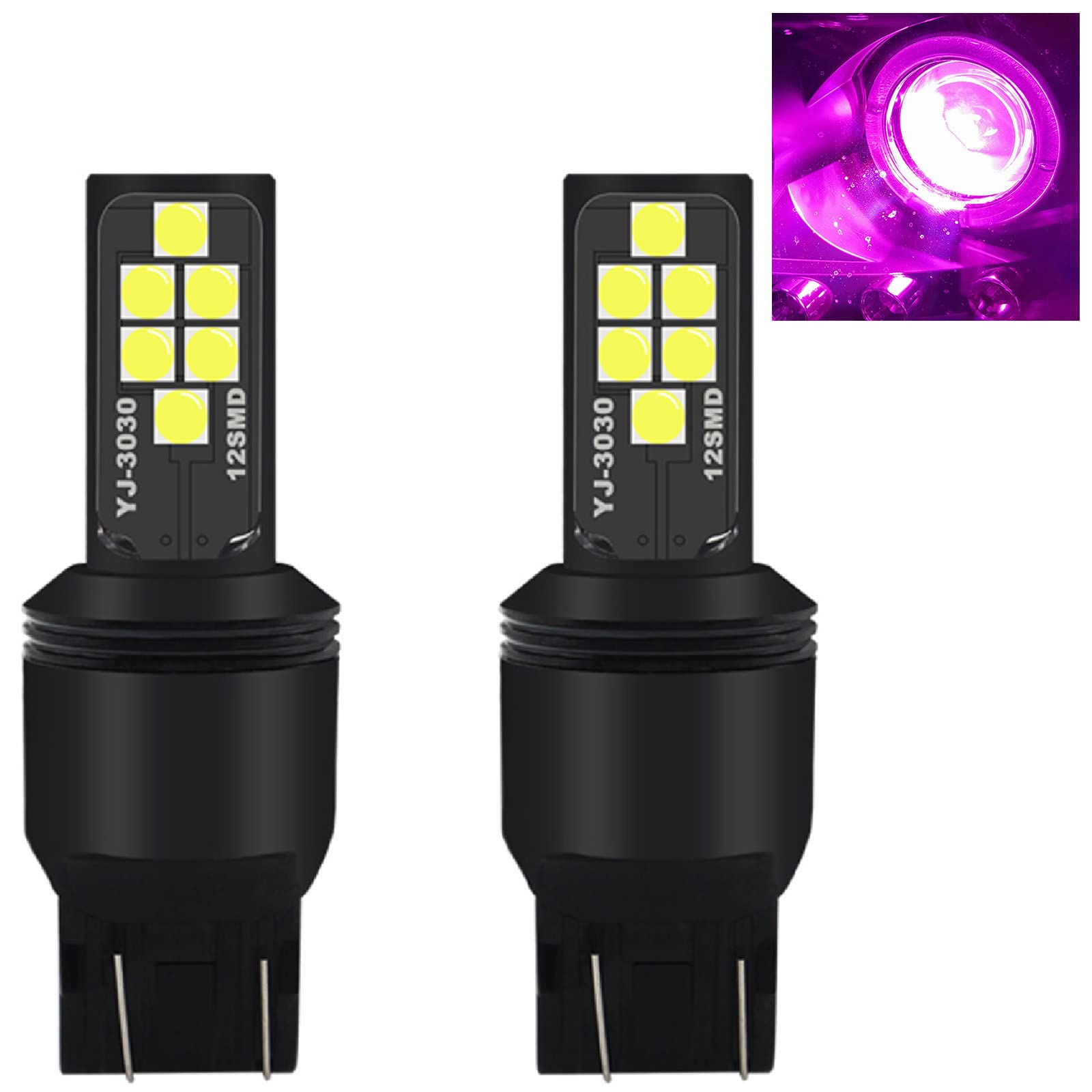 SOCAL-LED 7440 7443 Pink Purple LED Turn Signal Bulb - 3030 SMD Bright DRL Brake Tail Light - Pack of 2 - Perfect for Car, Truck, Motorcycle Customization & Nighttime Visibility