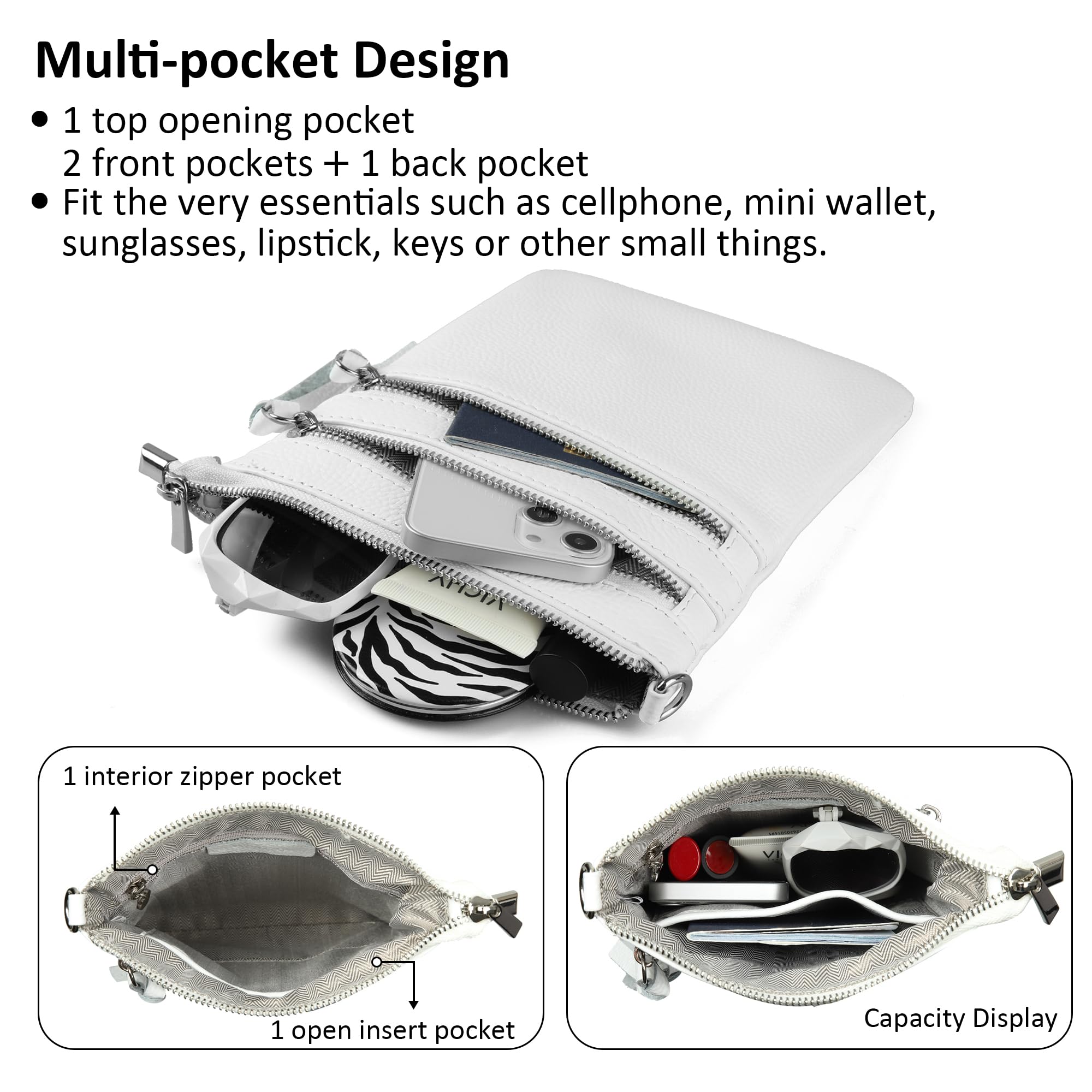 Befen Genuine Leather Crossbody Bag for Women - Stylish Travel Shoulder Purse with Multiple Zipper Pockets - Perfect for Daily Use, Shopping & Travel Accessories