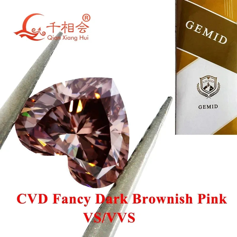 1ct VS1 CVD Fancy Brownish Pink Heart-Shaped Lab Grown Diamond - GEMID Certified Loose Stone for Engagement Rings & Fine Jewelry Making