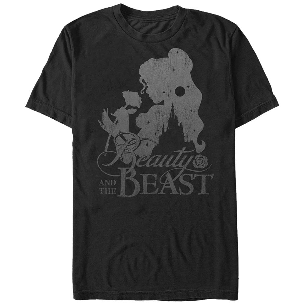 Men's Beauty and The Beast Belle Rose Silhouette Graphic T-Shirt - Disney Inspired Casual Tee for Fans, Cosplay & Everyday Wear