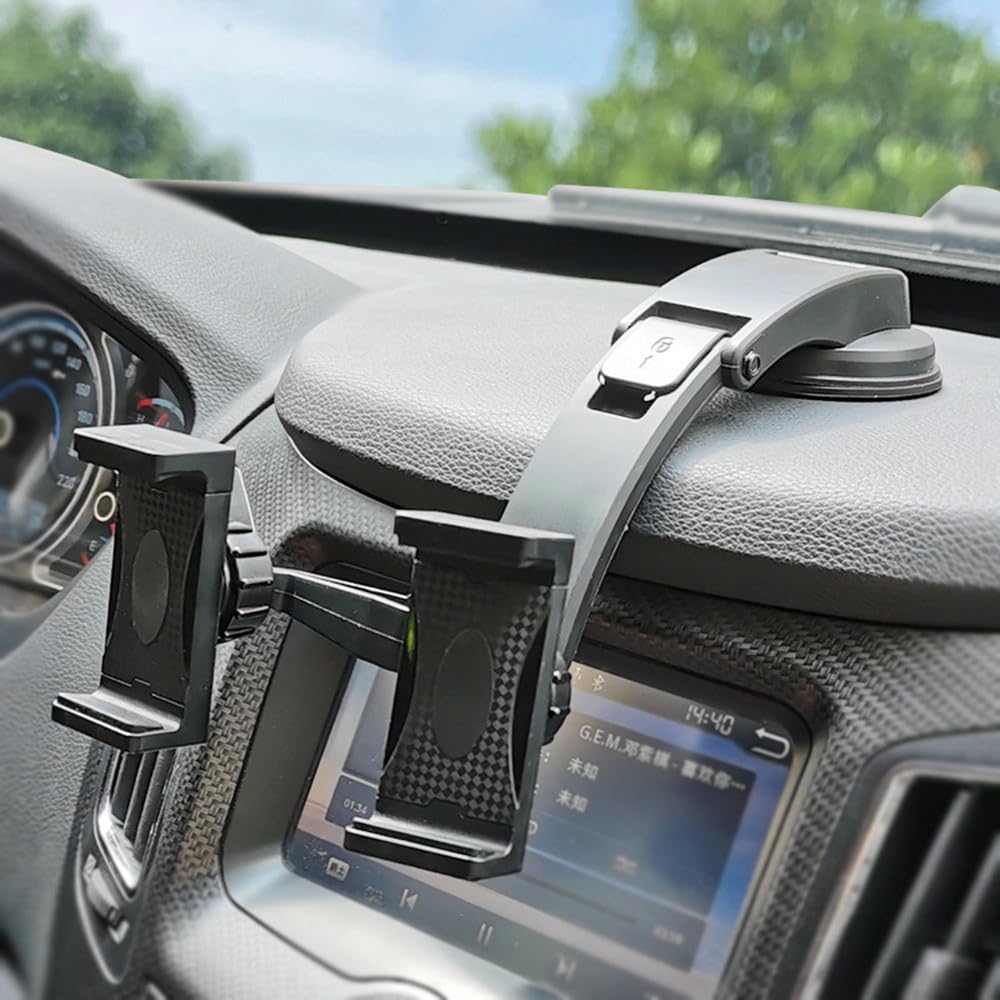 Dual Car Phone Mount - Adjustable Dashboard Phone Holder for 2 Smartphones (3.5-6.8 Inch) | Perfect for Uber Drivers, Road Trips & GPS Navigation