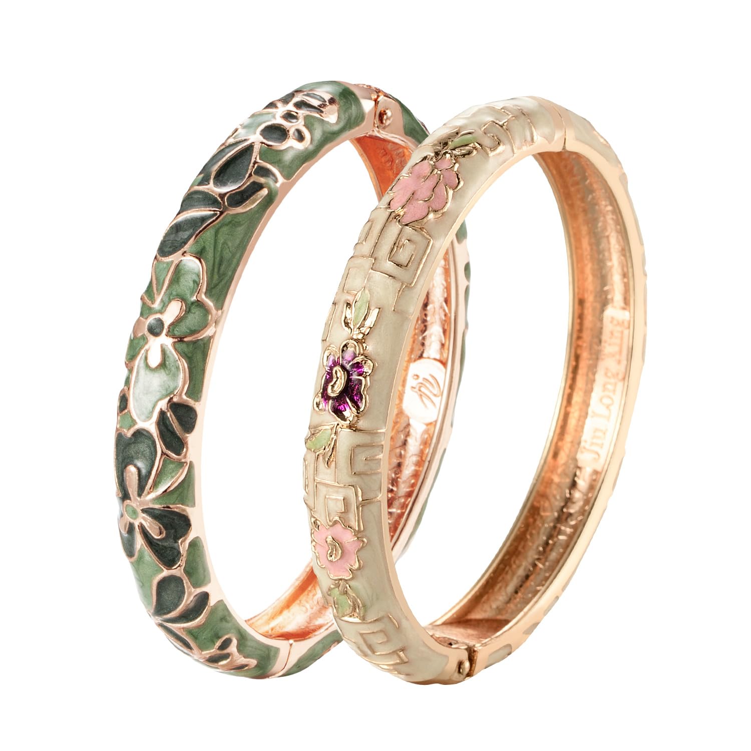 Vintage Cloisonne Enamel Flower Bracelet - Gold Plated Cuff Bangle for Women, Handmade Jewelry Gift Set with Elegant Box - Perfect for Parties, Weddings & Special Occasions