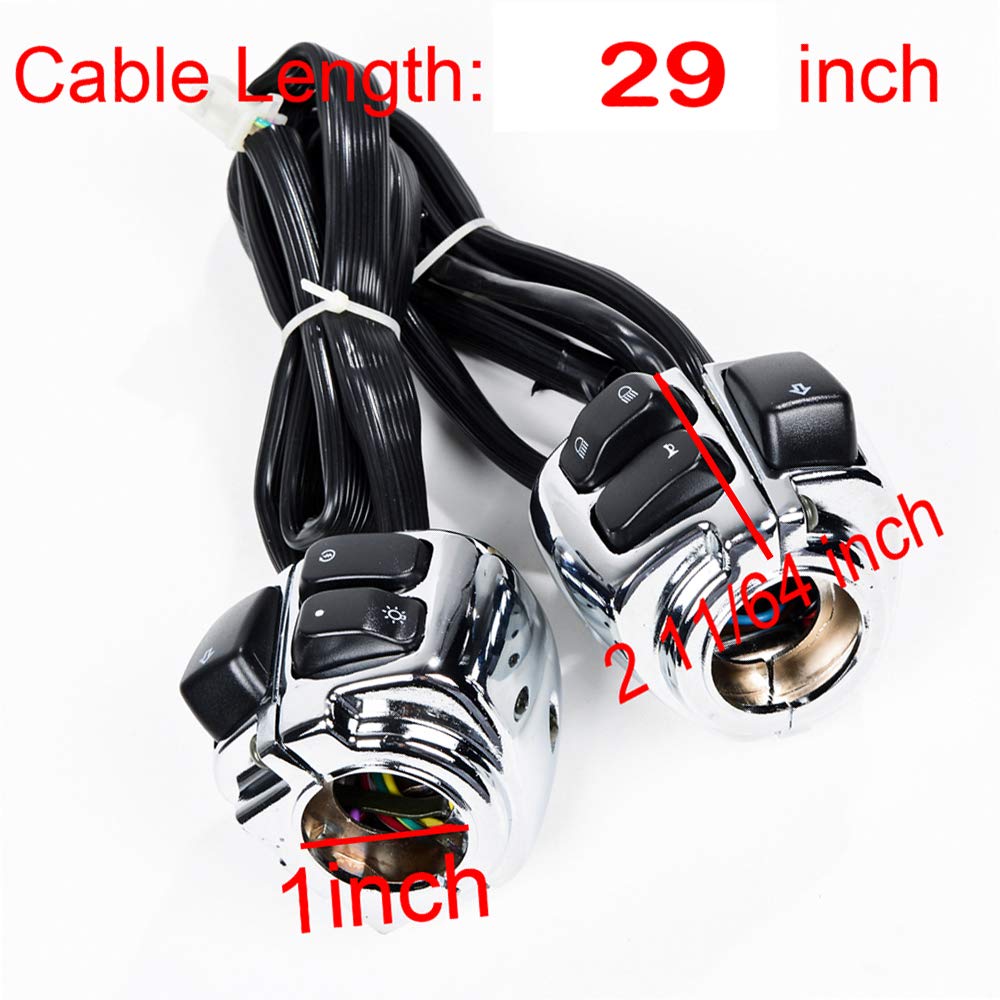 Chrome Switch Horn Turn Signal Headlight with Wiring Harness & Brake Clutch Levers - Compatible with 1996-2012 Harley Dyna Softail Sportster V-Rod 1