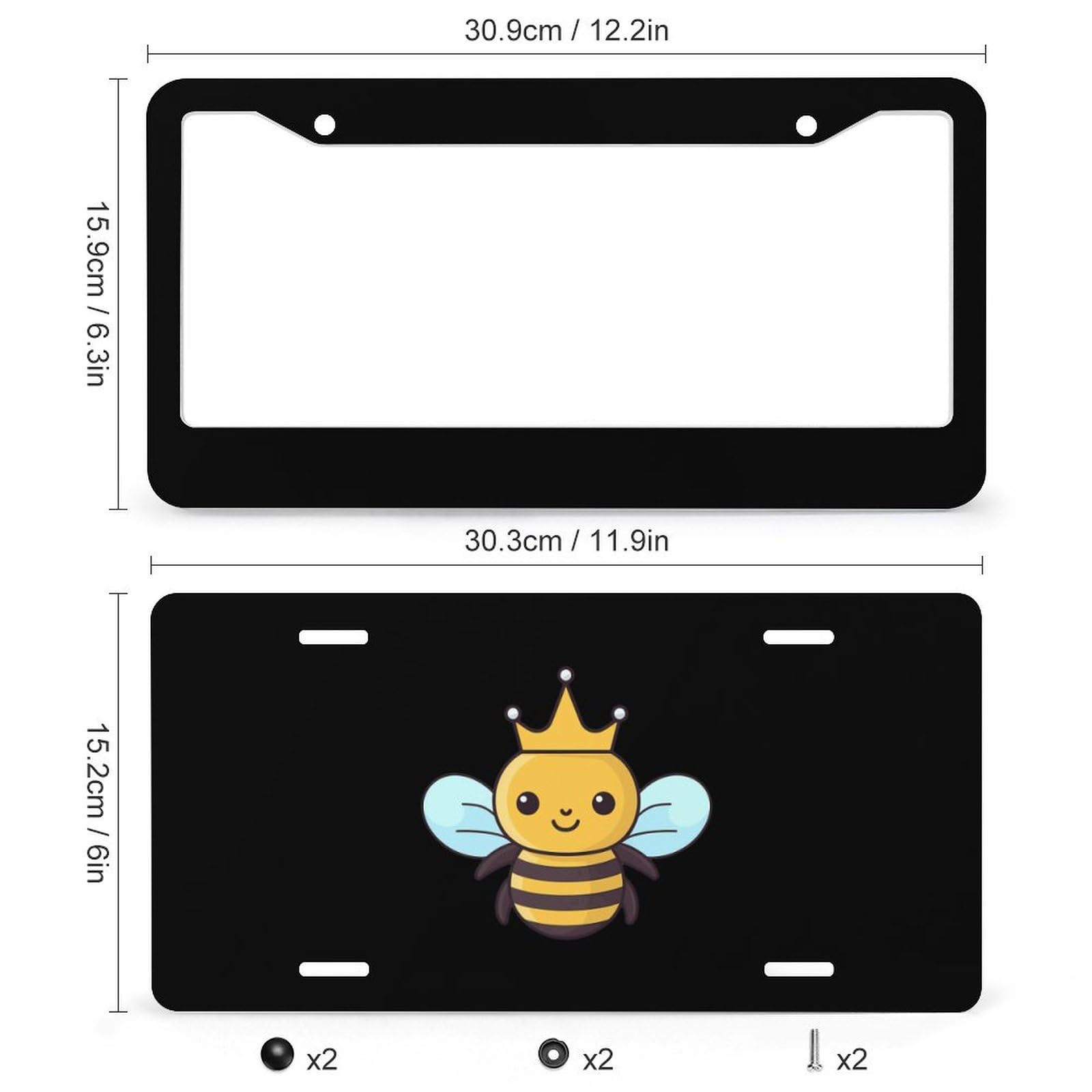 Premium Aluminum Honey Bee License Plate Frame - Universal Fit for Cars with 2 Holes | Durable Car Accessory for Outdoor & Road Trips