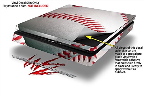 Custom Vinyl Decal Skin Wrap for Sony PlayStation 4 Slim Console - Baseball Design - Protective Cover for PS4 Slim (Console Not Included) - Perfect for Gaming Setup & Personalization