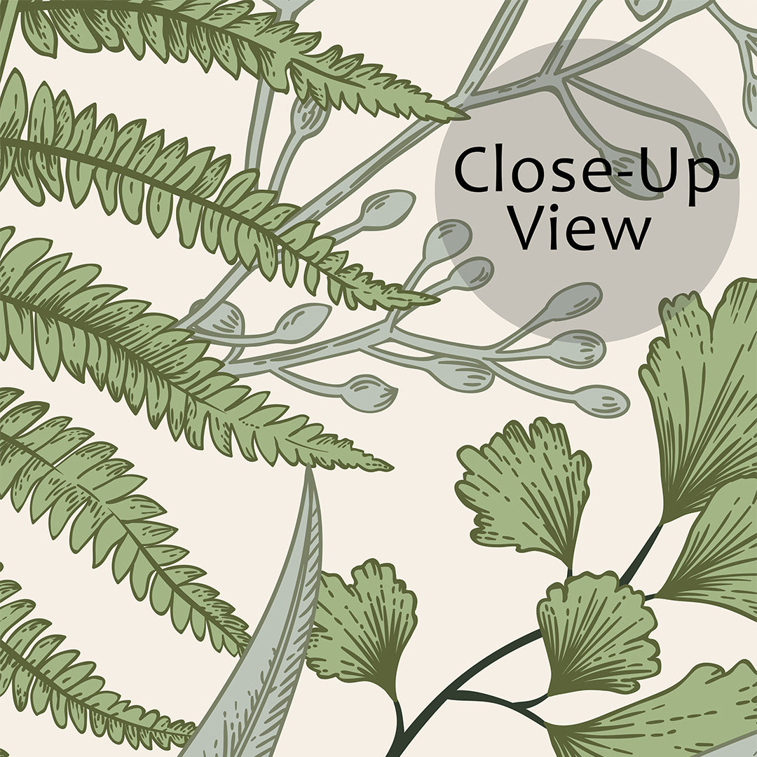 Light Green Fern Wall Mural CCM081 - Botanical Peel and Stick Wallpaper for Bedroom, Living Room & Office Decor