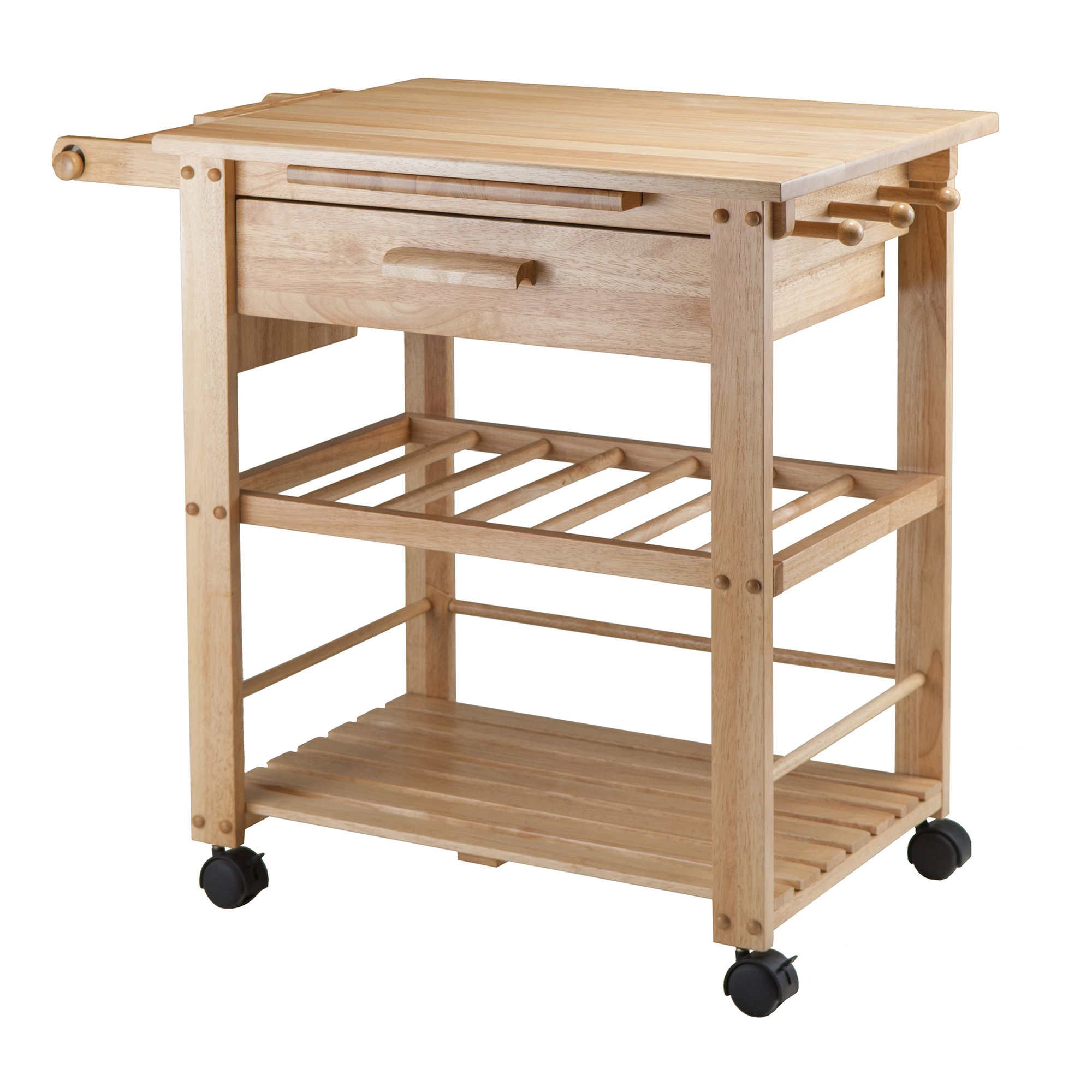 Winsome Finland Natural Wood Kitchen Island Cart with Storage - Perfect for Small Kitchens, Dining Rooms & Home Organization