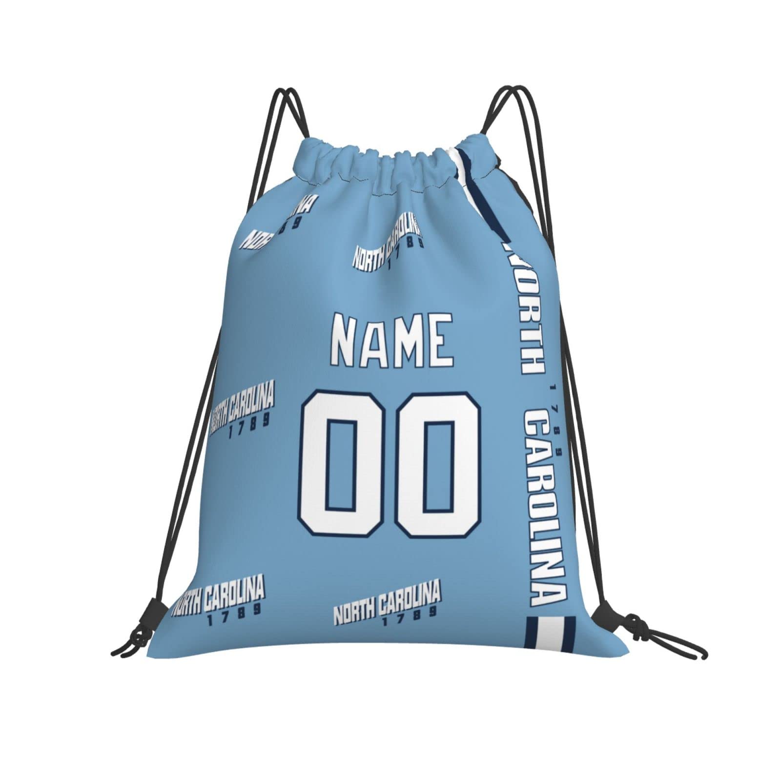 Custom Personalized Drawstring Backpack with Name & Number - Lightweight Gym Sack for Sports, Travel & School - Perfect Gift for Men, Women & Kids (North Carolina Style)