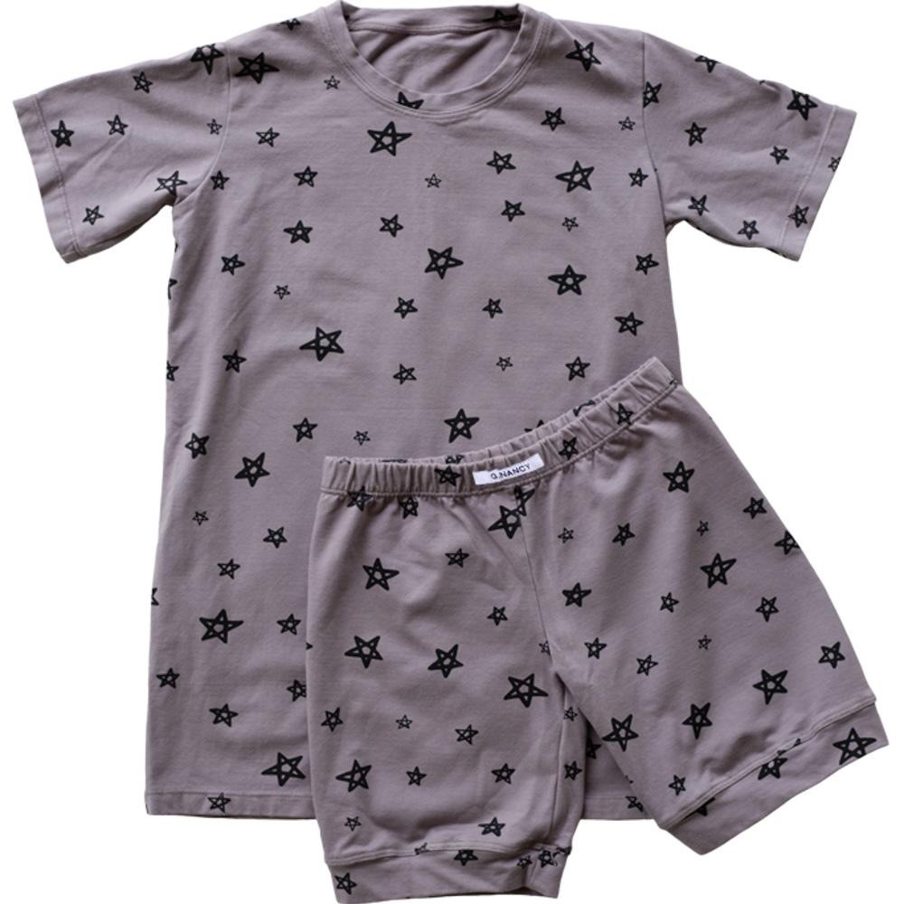 Lavender Star Patchwork Short Sleeve Pajama Set for Women - Soft & Comfortable Sleepwear for Summer Nights & Lounging at Home