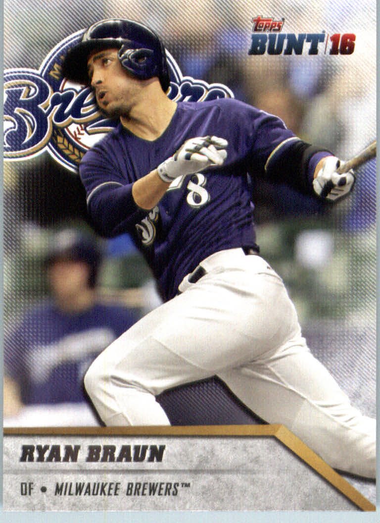 2016 Topps Bunt #3 Ryan Braun Milwaukee Brewers Baseball Trading Card - Perfect for Collectors, Sports Memorabilia Fans & Fantasy Baseball Enthusiasts