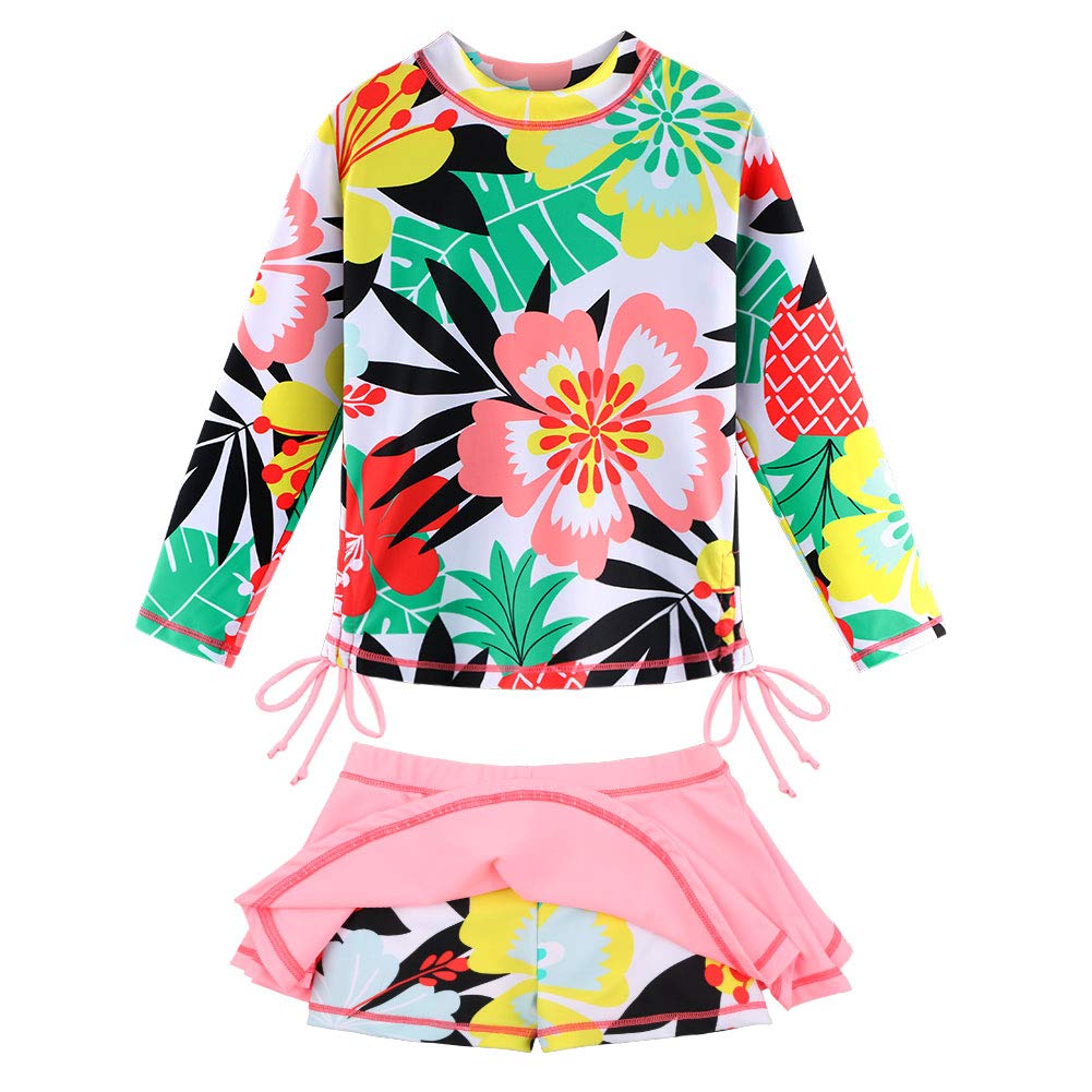 TFJH Women's Long Sleeve Swim Dress Two Piece Set - UPF 50+ Rash Guard with Skirt - Modest Swimwear for Beach, Pool & Water Sports