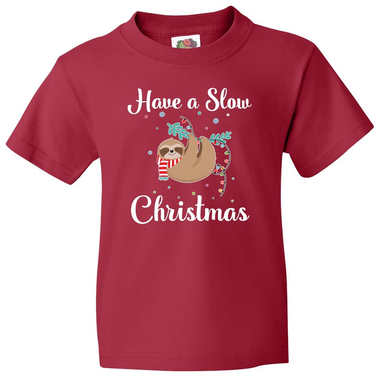 Inktastic Sloth Slow Christmas Outfit Youth T-Shirt | Cute Holiday Graphic Tee for Kids | Perfect for Christmas Parties & Family Photos