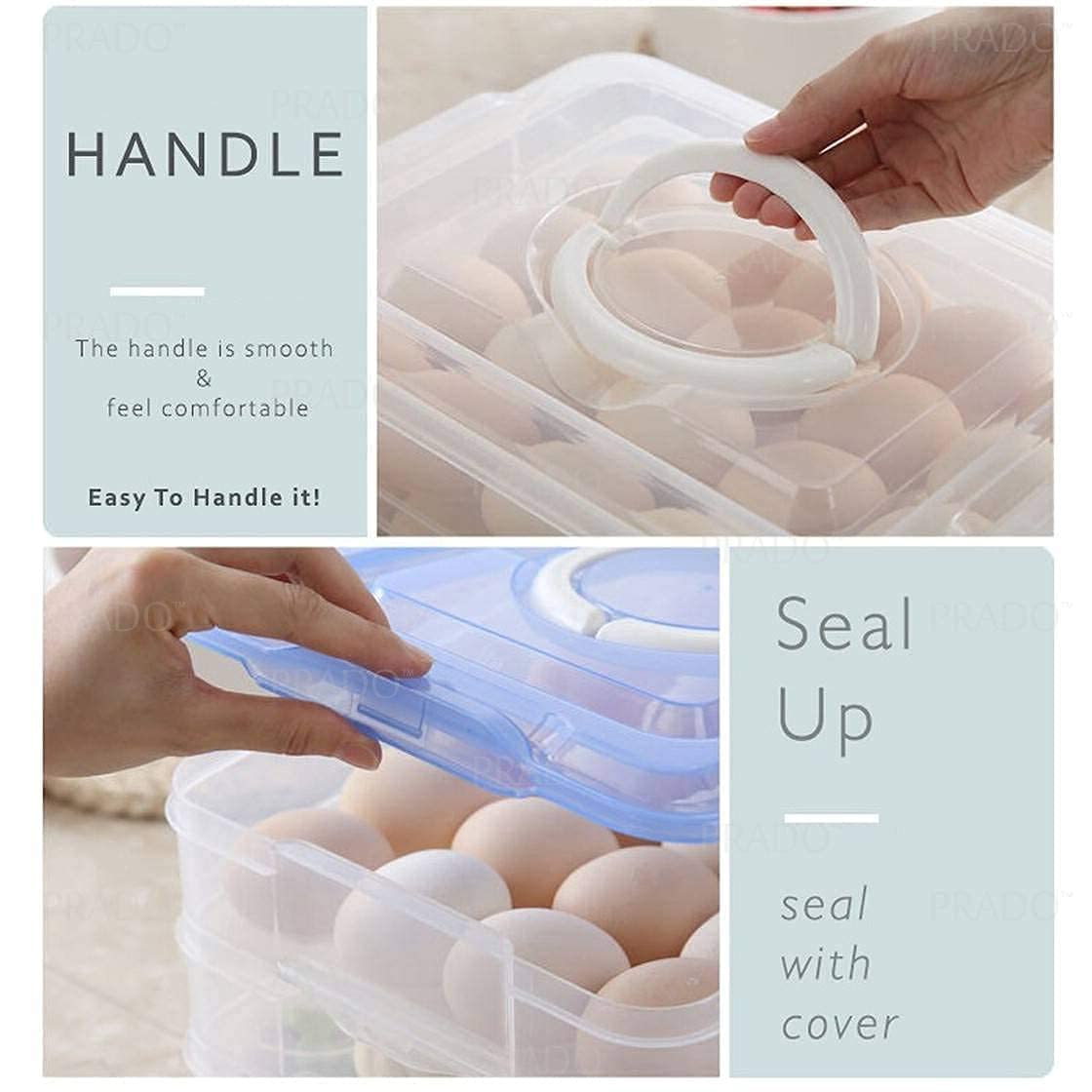RAIYARAJ Double Layer Plastic Egg Storage Container with Lid - 24 Grid Refrigerator Organizer for Kitchen, Eggs & More (Blue) | Perfect for Farm Fresh Eggs, Meal Prep & Space Saving Refrigerator Storage