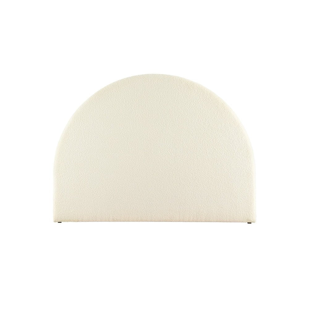 Boucle Fabric Upholstered Arched Double Bed Headboard in White - Elegant Bedroom Decor for Modern and Classic Interiors