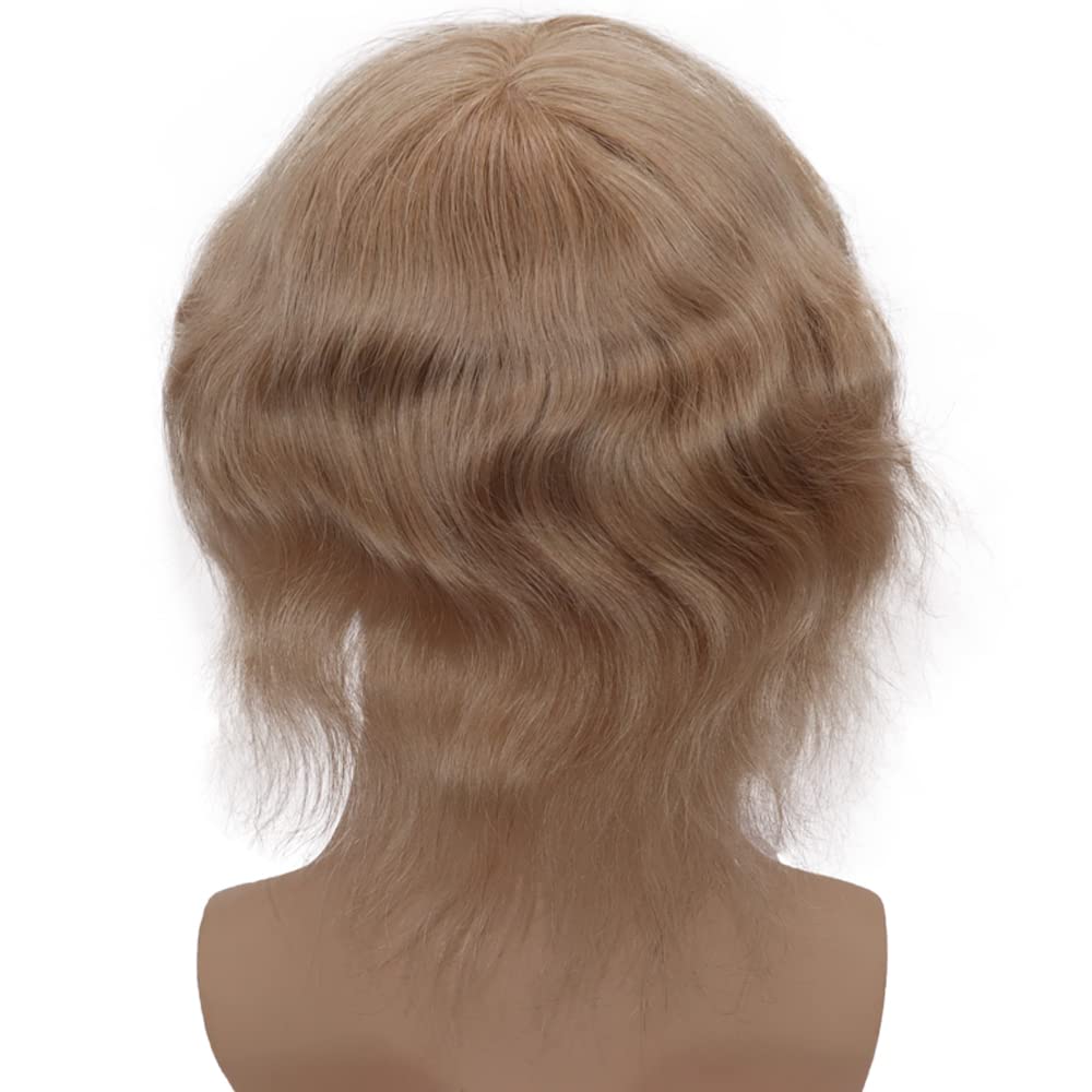 0.08mm Ultra Thin Skin Toupee for Men - 100% European Virgin Human Hair Replacement Wig - 8x10 Inch Natural Straight Hairpiece - #22 Ash Blonde Color - Breathable & Undetectable Hair System for Daily Wear, Parties & Special Occasions