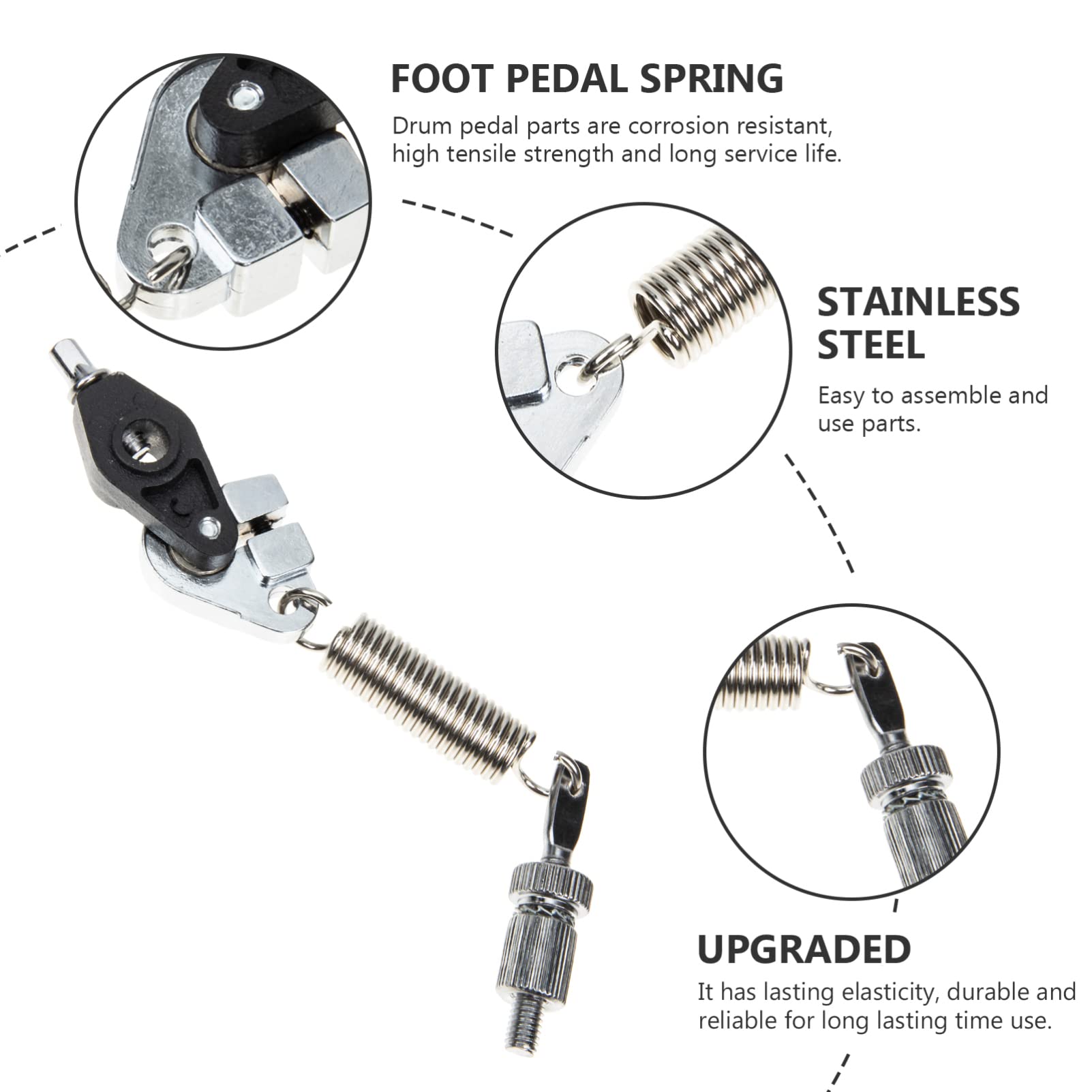 **ERINGOGO Bass Drum Pedal Spring Fittings - Heavy Duty Metal Drum Foot Pedal Spring Hooks for Easy Installation | Drum Accessories for Professional Drummers & Music Enthusiasts**