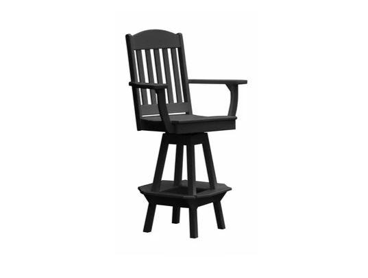 A & L Furniture Classic Swivel Bar Chair with Arms - Modern Counter Height Stool for Kitchen Island, Home Bar & Dining Room - Comfortable & Stylish Seating Solution