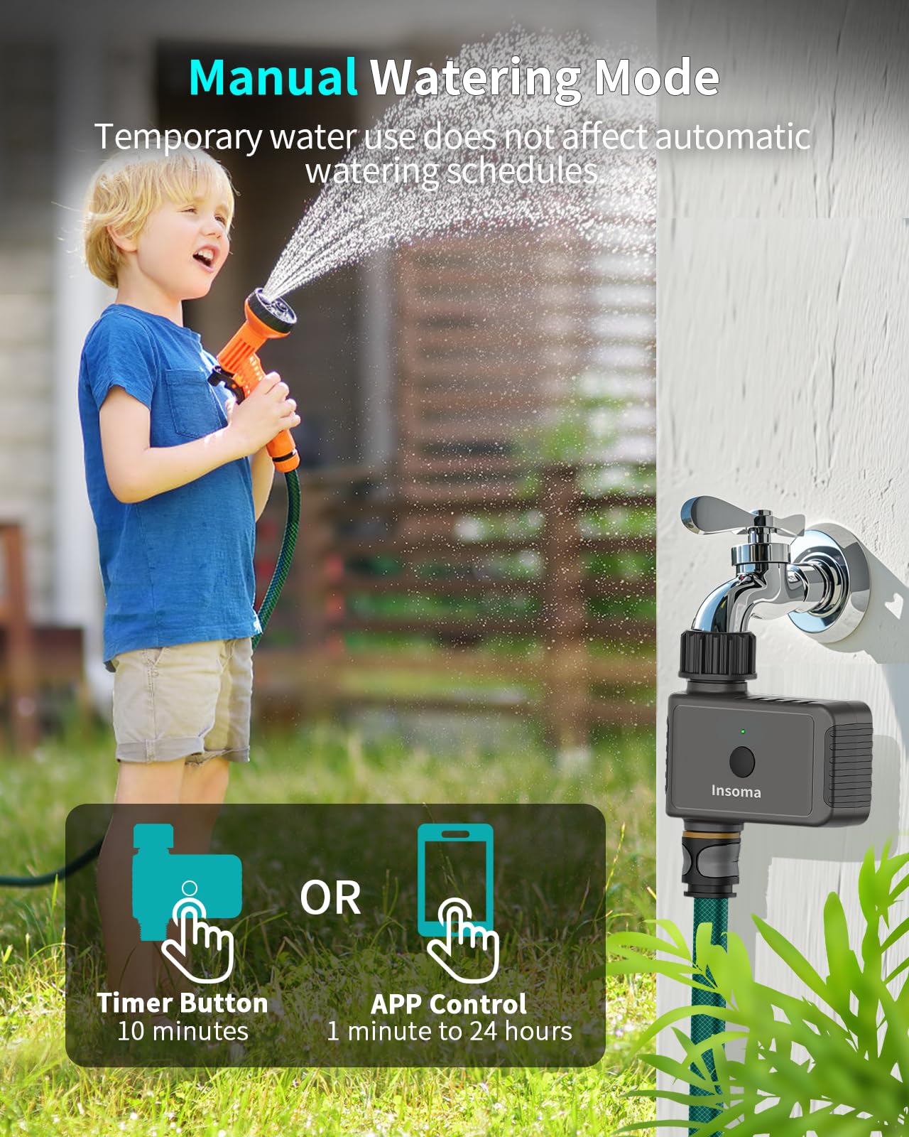 Smart WiFi Sprinkler Timer for Garden - 2.4GHz WiFi Hub, App & Voice Control (Alexa/Google Assistant), Rain Delay & Manual Watering - Perfect for Yard, Lawn & Plant Irrigation System | Outdoor Watering Solution for Home Gardens & Landscapes