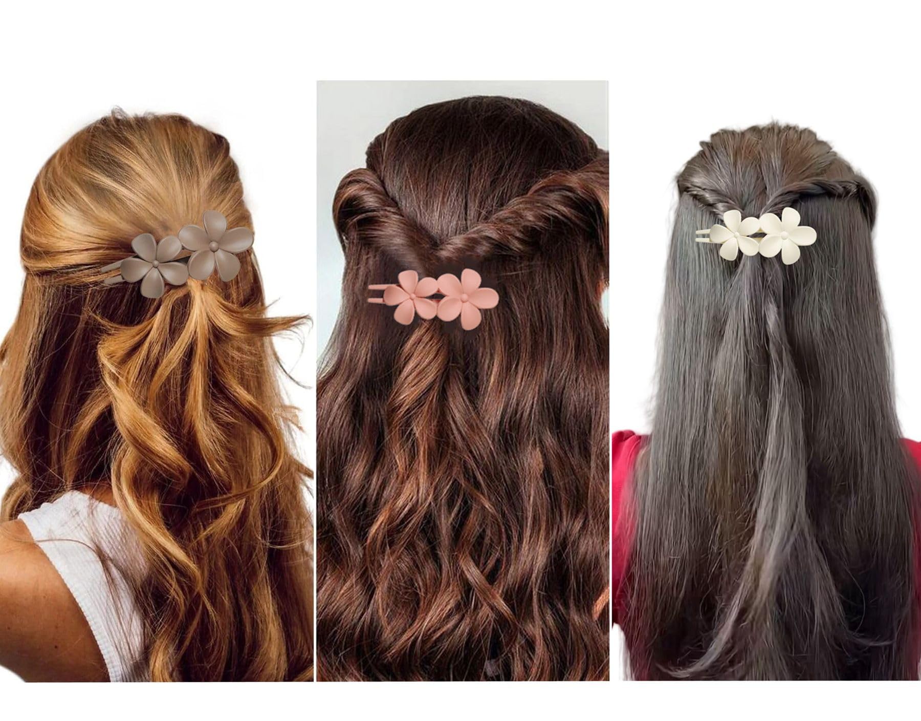 8 Pcs Matte Flat Frangipani Hair Claw Clips - Strong Hold Jaw Clips for Women & Girls with Thin, Thick, Curly or Straight Hair - Tropical Beach Party Hair Accessories - Perfect for Summer, Weddings, Vacations & Everyday Styling