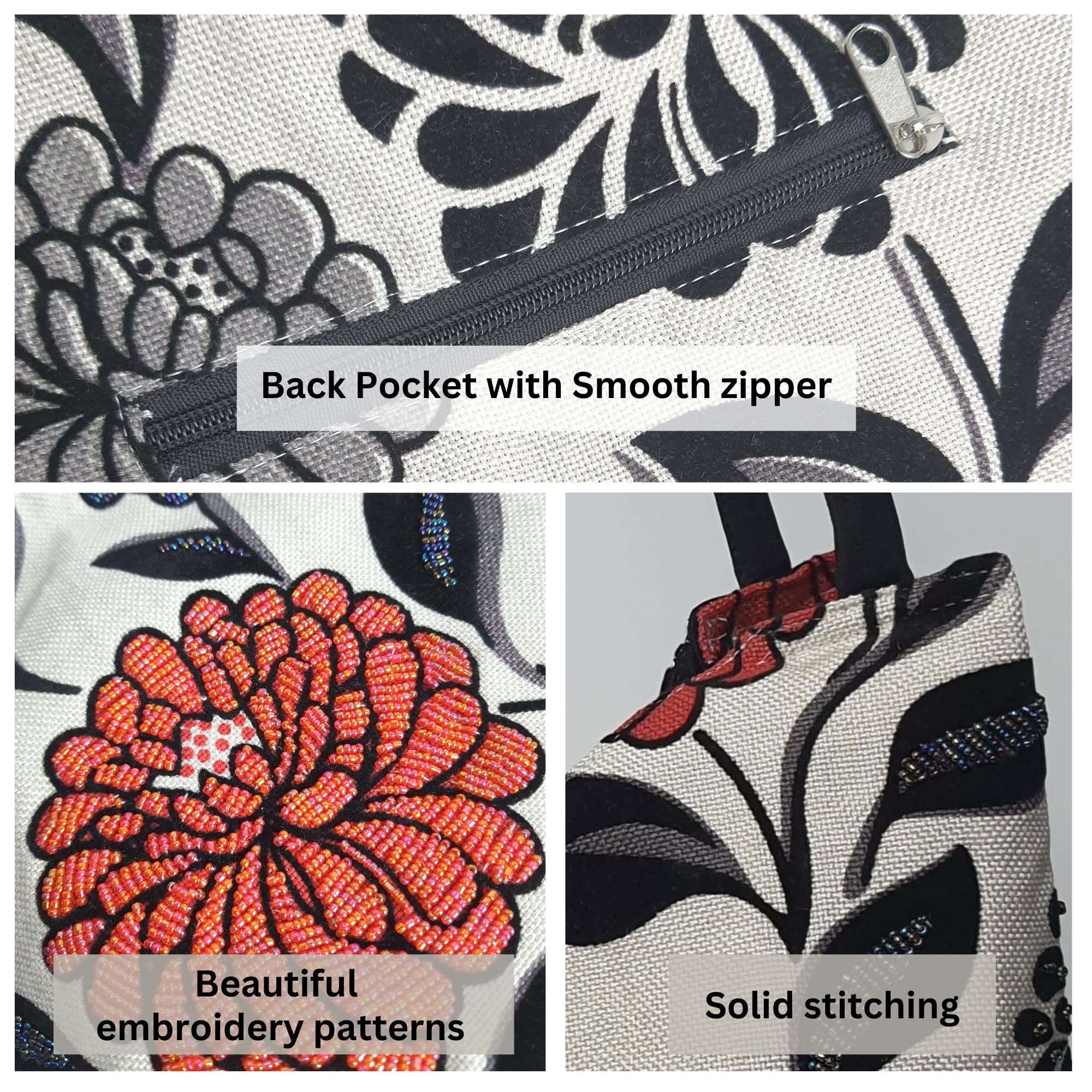 Embroidered Beaded Tote Bag for Women - Stylish Shoulder Bag for Mother's Day & Daily Use