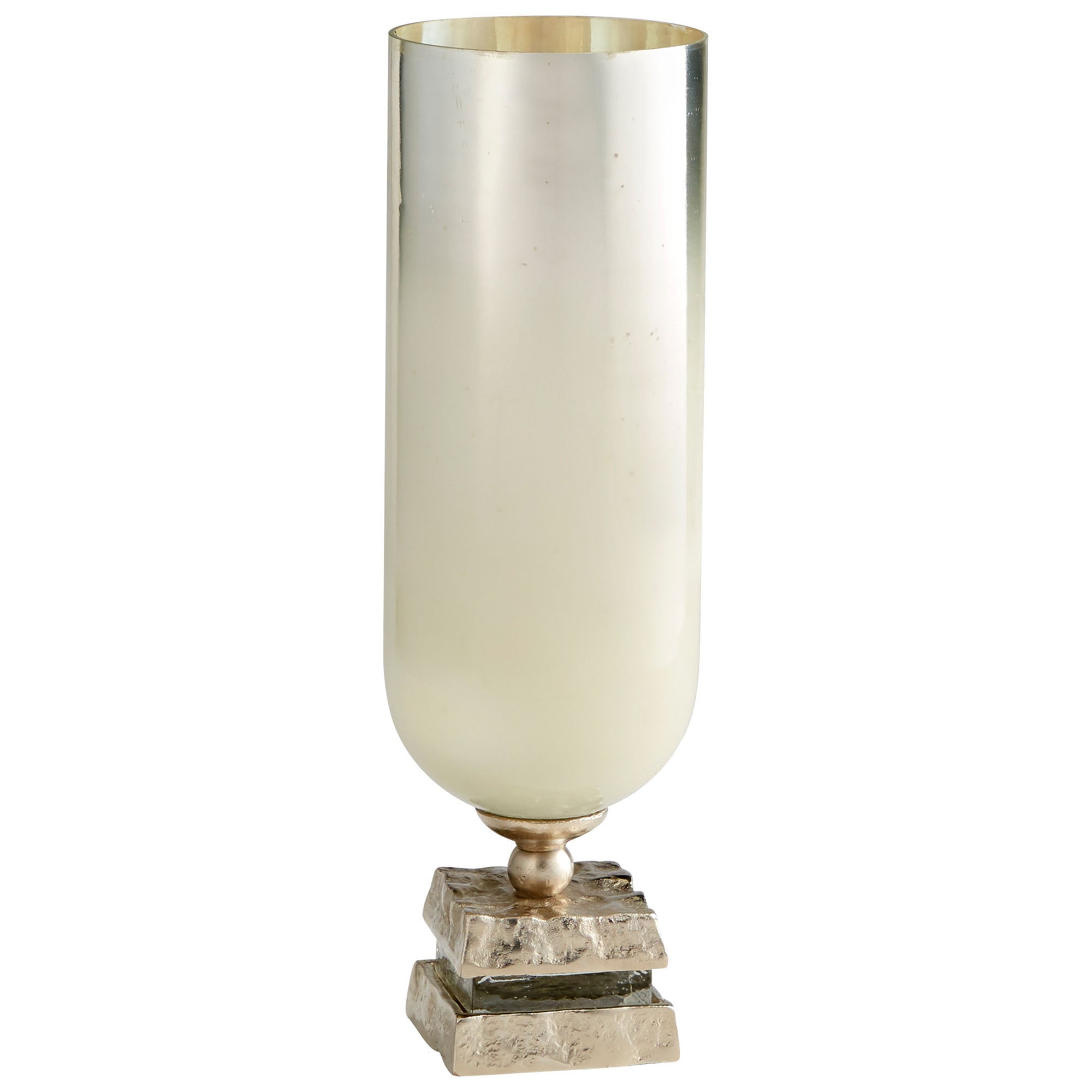 Cyan Design 09772 Isadora Vase - Small Nickel & Snow White Glass Decorative Vase for Home Decor, Wedding Centerpiece, and Tabletop Display