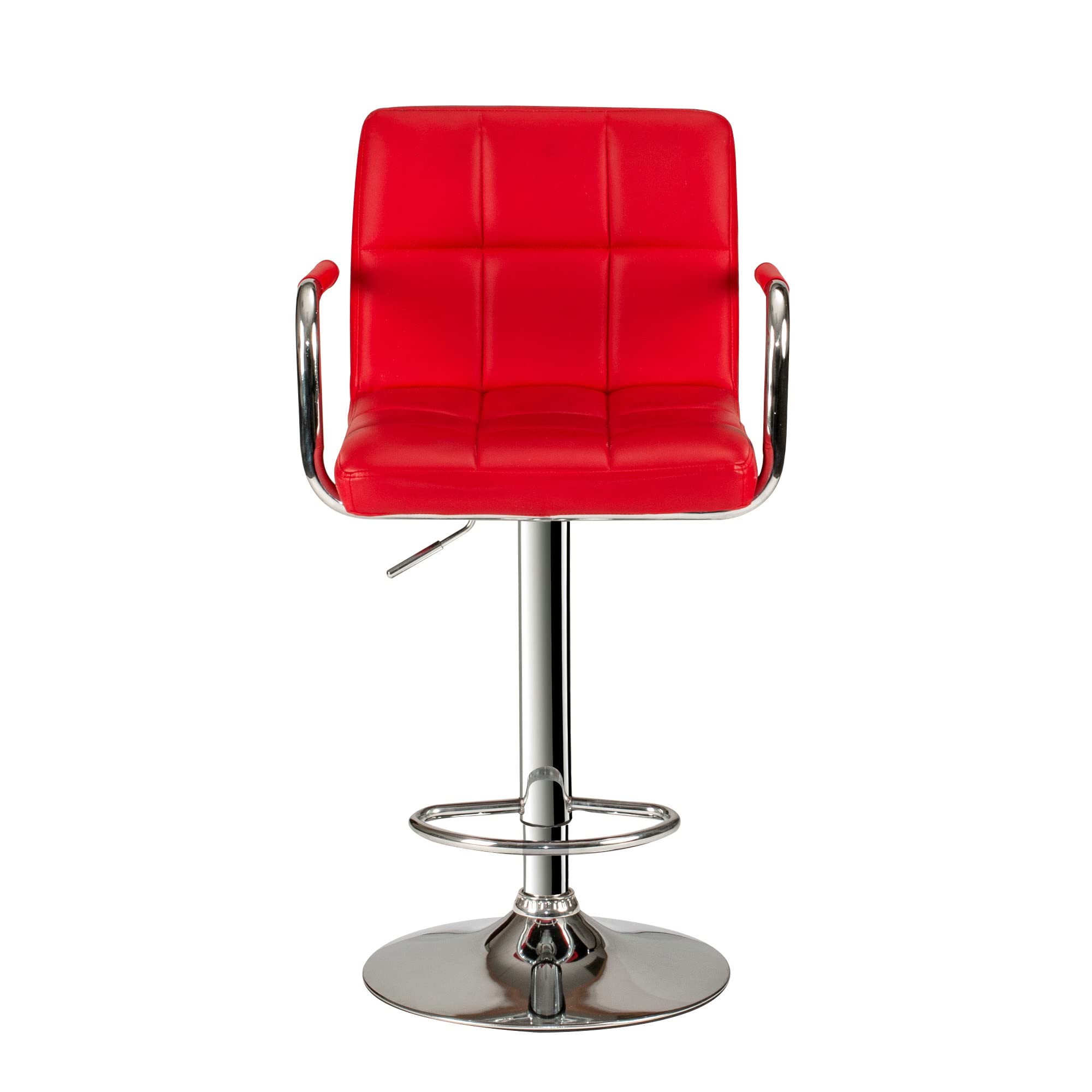 Poundex 2-Piece Red PU Leather Tufted L-Shaped Bar Stool Set - Modern Kitchen Island & Home Bar Counter Stools for Dining & Entertaining