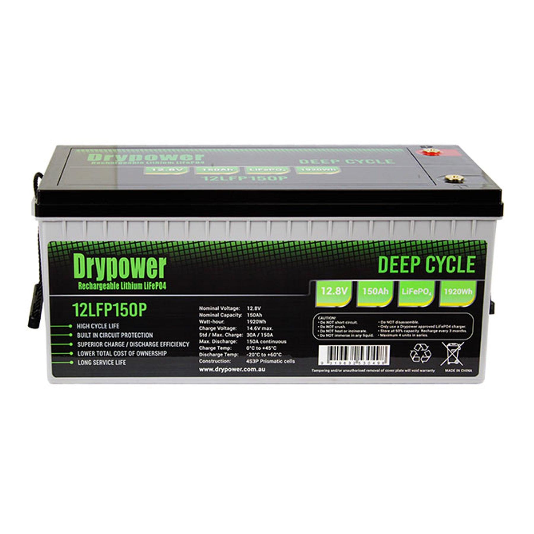 Drypower 12.8V 100Ah LiFePO4 Lithium Iron Phosphate Rechargeable Battery for Solar Power Systems, RVs, Marine & Off-Grid Applications - Long Lasting Deep Cycle Battery