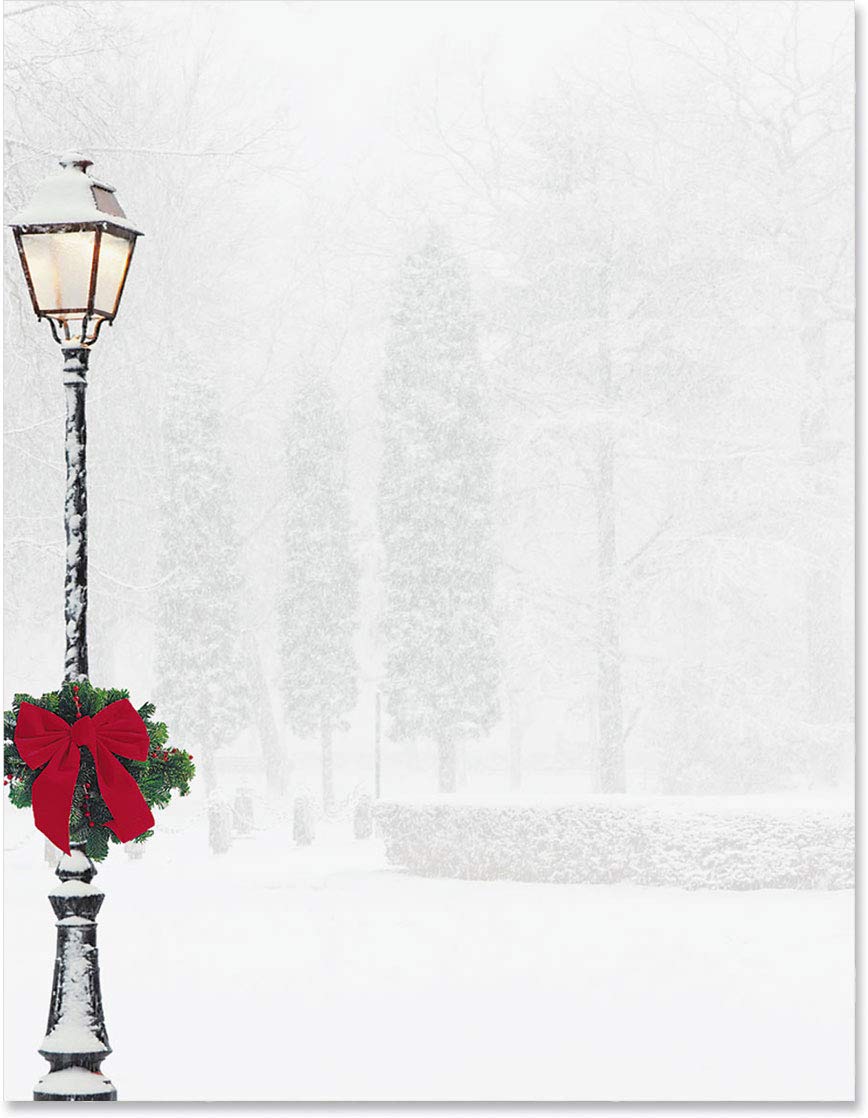 Premium Winter City Elegance Christmas Holiday Stationery Set - 100 Sheets of 8.5 x 11 Elegant Border Paper & Letterhead for Festive Writing, Holiday Cards & Decorative Printer Paper - Perfect for Christmas Correspondence, Office Stationery & Seasonal Craft Projects