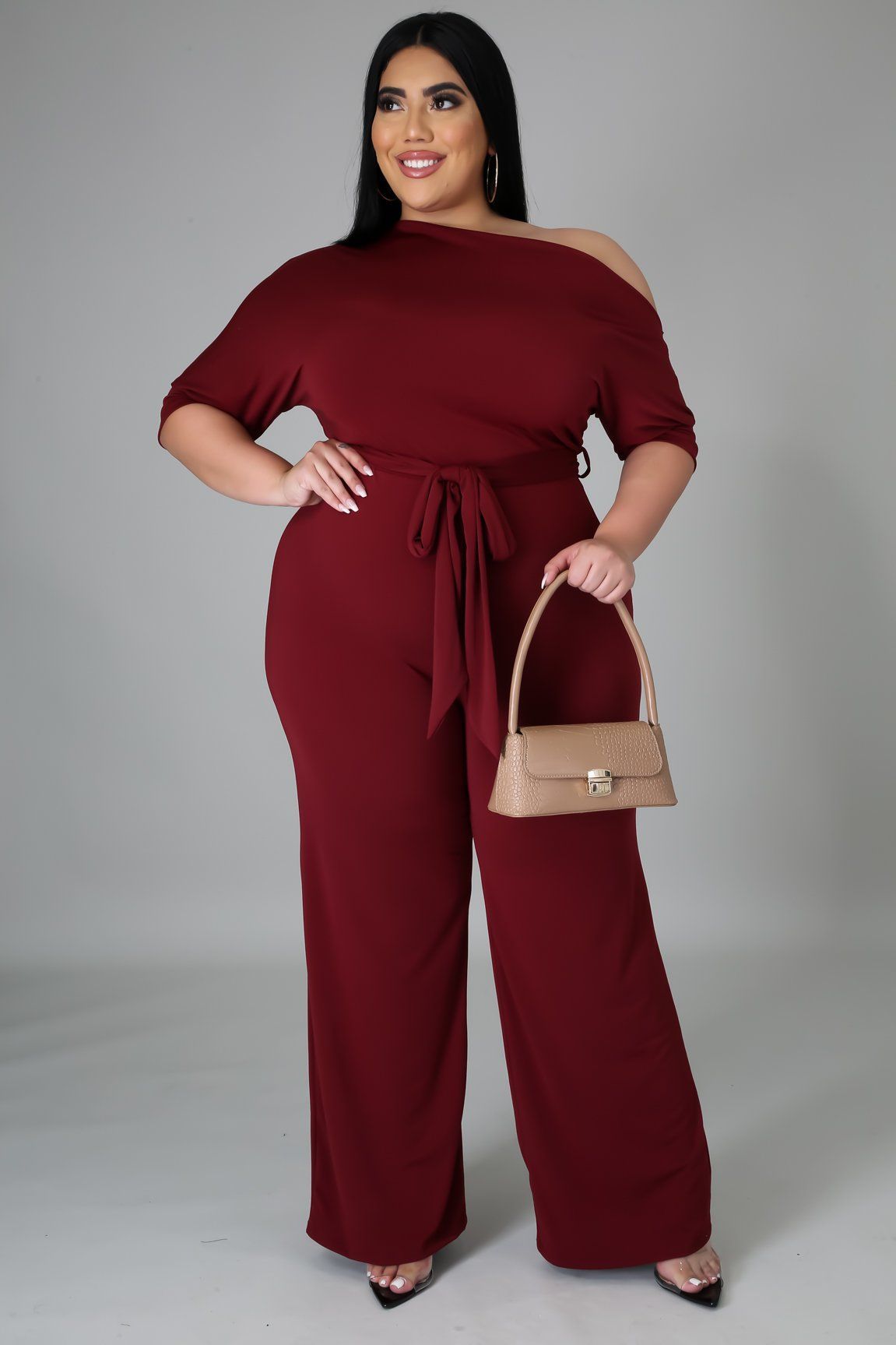 Libby Curve Jumpsuit for Women - Burgundy Red Romper for Casual Outings & Summer Vacations