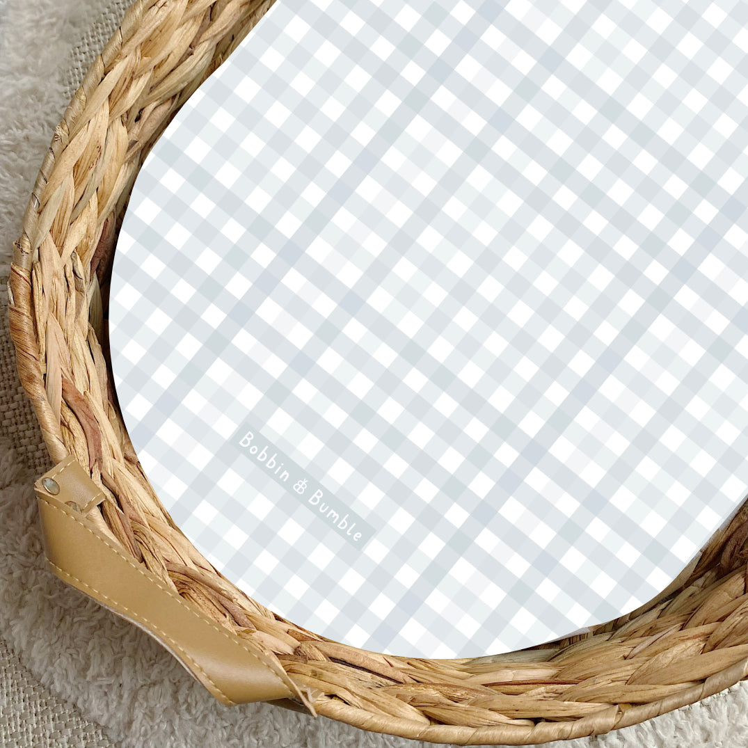 Baby Blue Gingham PVC Changing Basket Liner - Waterproof & Washable Nursery Essential | Bobbin and Bumble | Perfect for Diaper Changes, Baby Showers & Nursery Decor