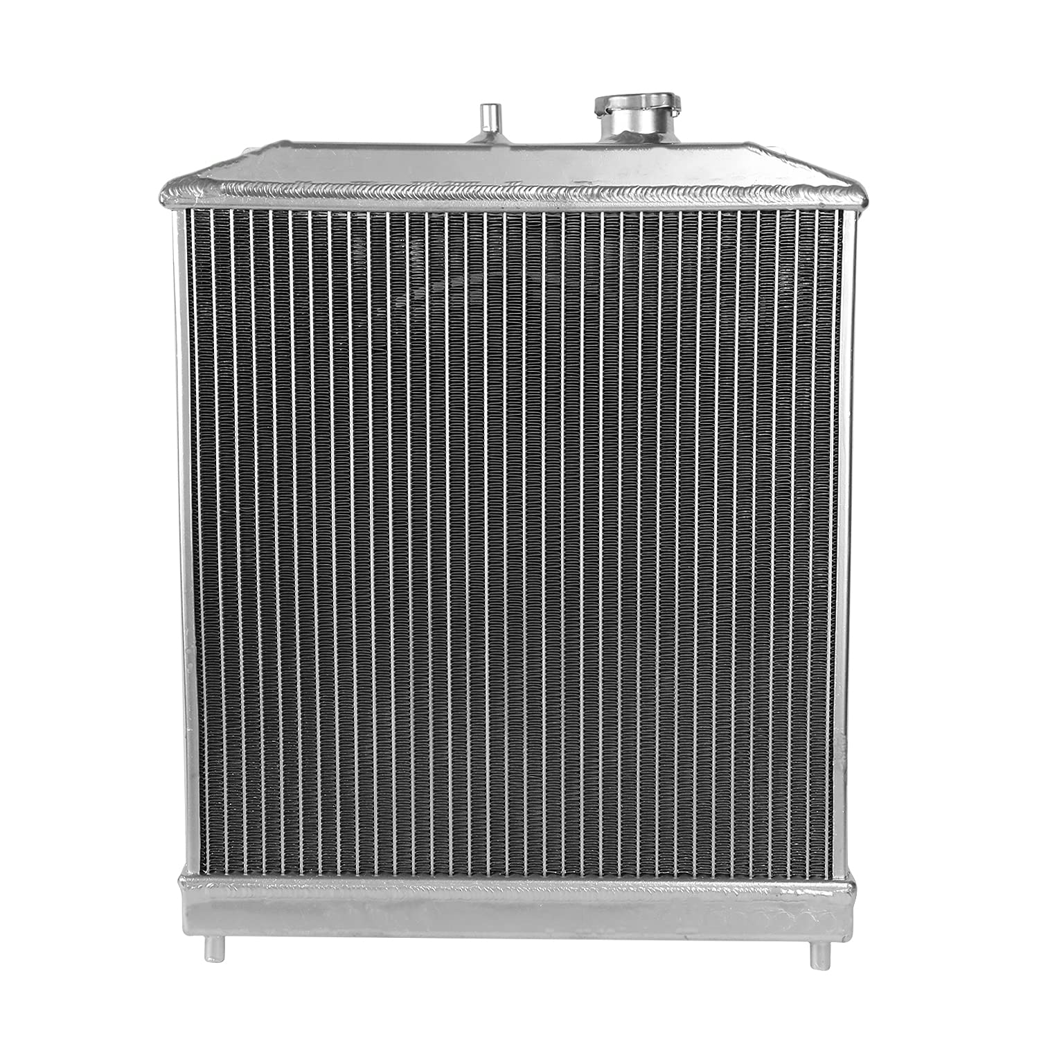 DNA Motoring RA+FS-HC92-42-AT-2 High Performance 2-Row Aluminum Radiator with 12V Cooling Fan Shroud - Compatible with 92-00 Honda Civic, 93-97 Del Sol, 94-01 Acura Integra (AT/MT) - Perfect for Engine Cooling & Performance Upgrades