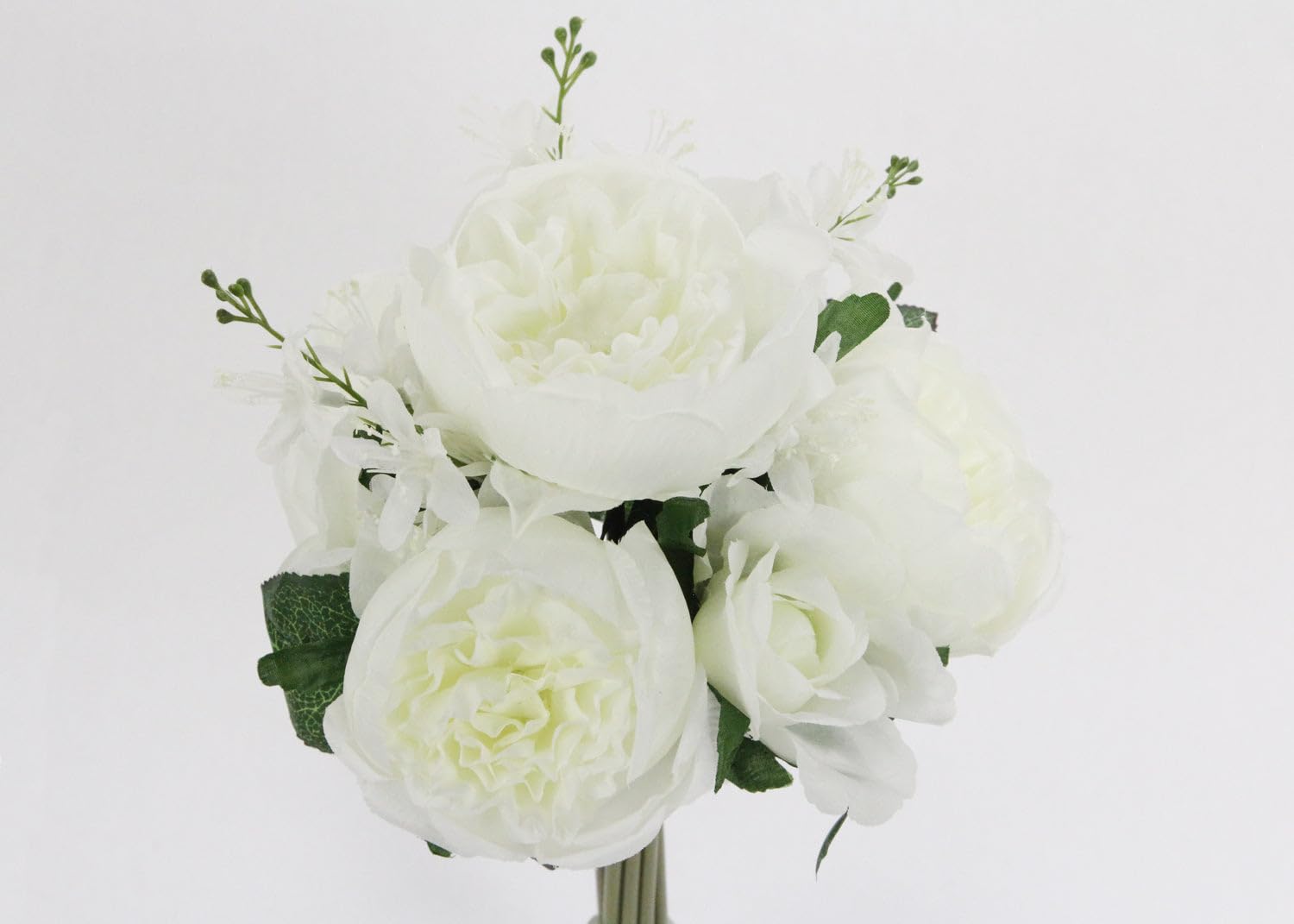 English Rose Silk Flower Bouquet Cream - Realistic Artificial Floral Arrangement for Home Decor, Wedding Centerpieces & Romantic Gift Ideas