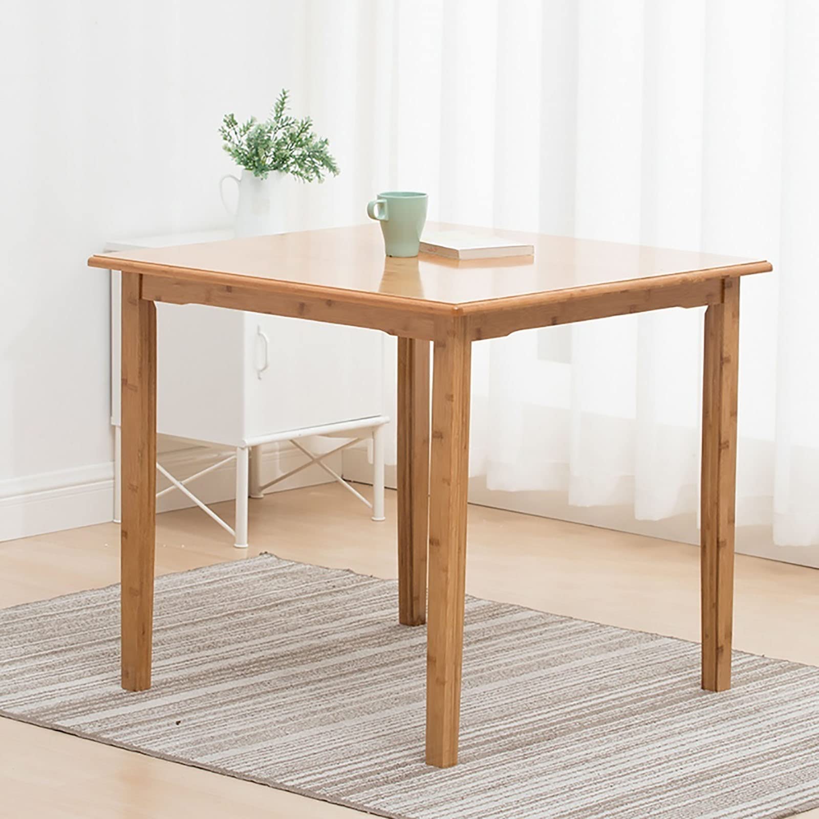 80x80x62cm Square Bamboo Dining Table - Multi-Purpose Coffee Table, Computer Desk, Study Desk for Home, Office, Balcony & Meeting Spaces