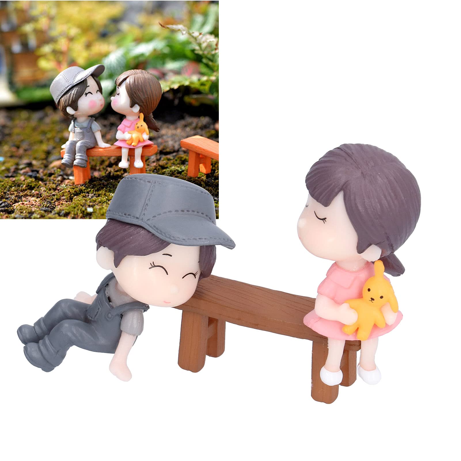 FIYO Couple Doll Ornaments - Cute Cartoon Mini Kissing Figurines for Car & Home Decor, Perfect Valentine's Day & Birthday Gifts for Couples (Men & Women) | Romantic Car Dashboard Decor & Sweet Home Accent